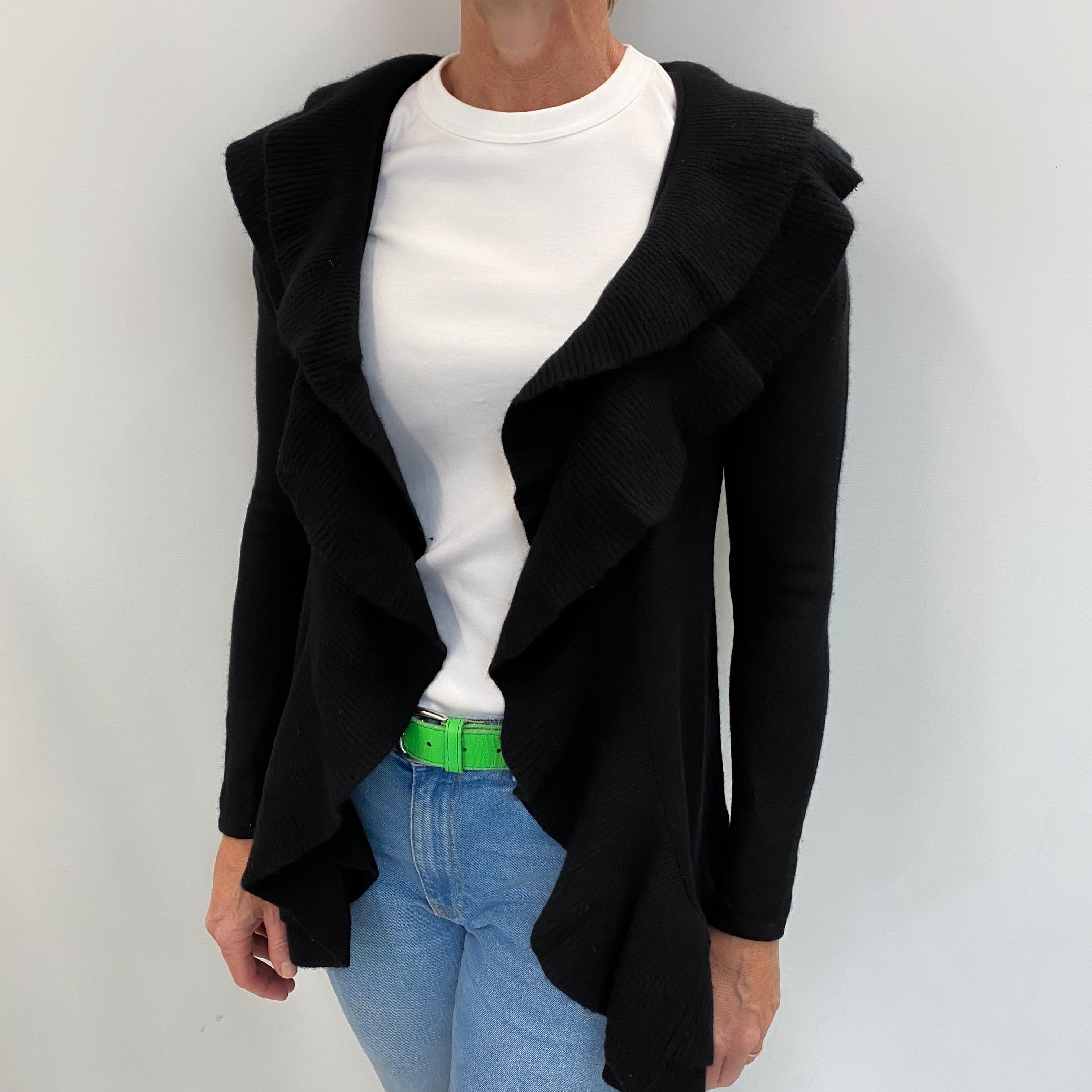 Black Cashmere Edge To Edge Cardigan Small
