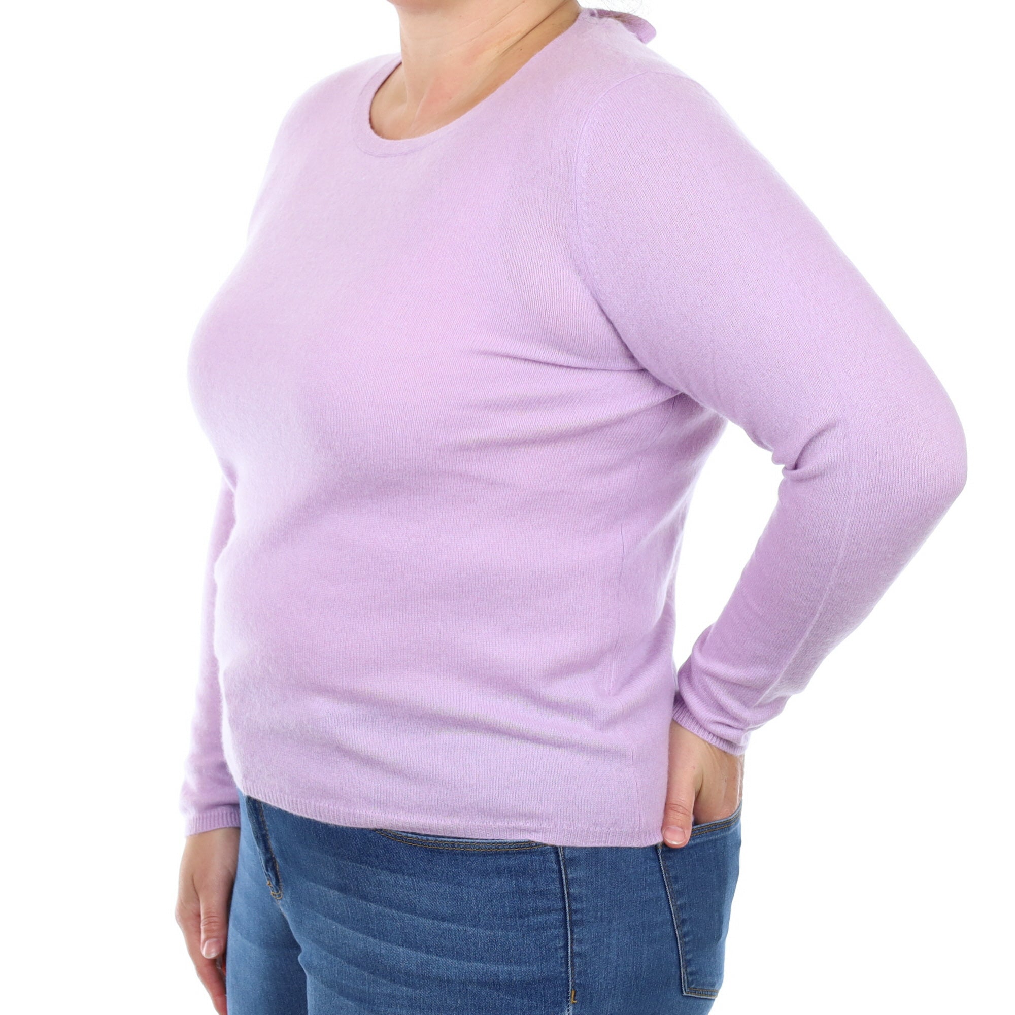 Heather Purple Cashmere Crew Neck Jumper Large
