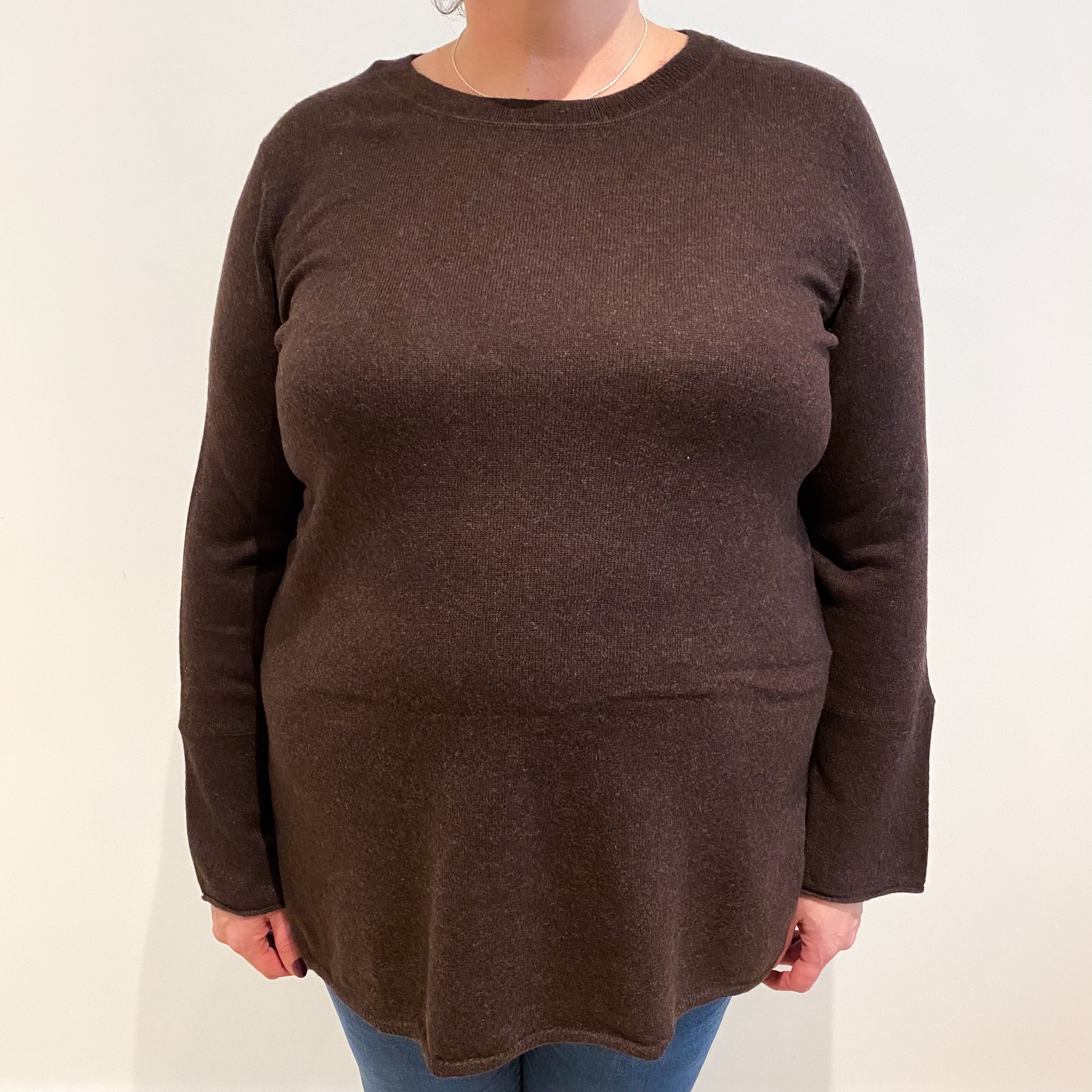 Peppercorn Brown Cashmere Crew Neck Jumper Extra Large