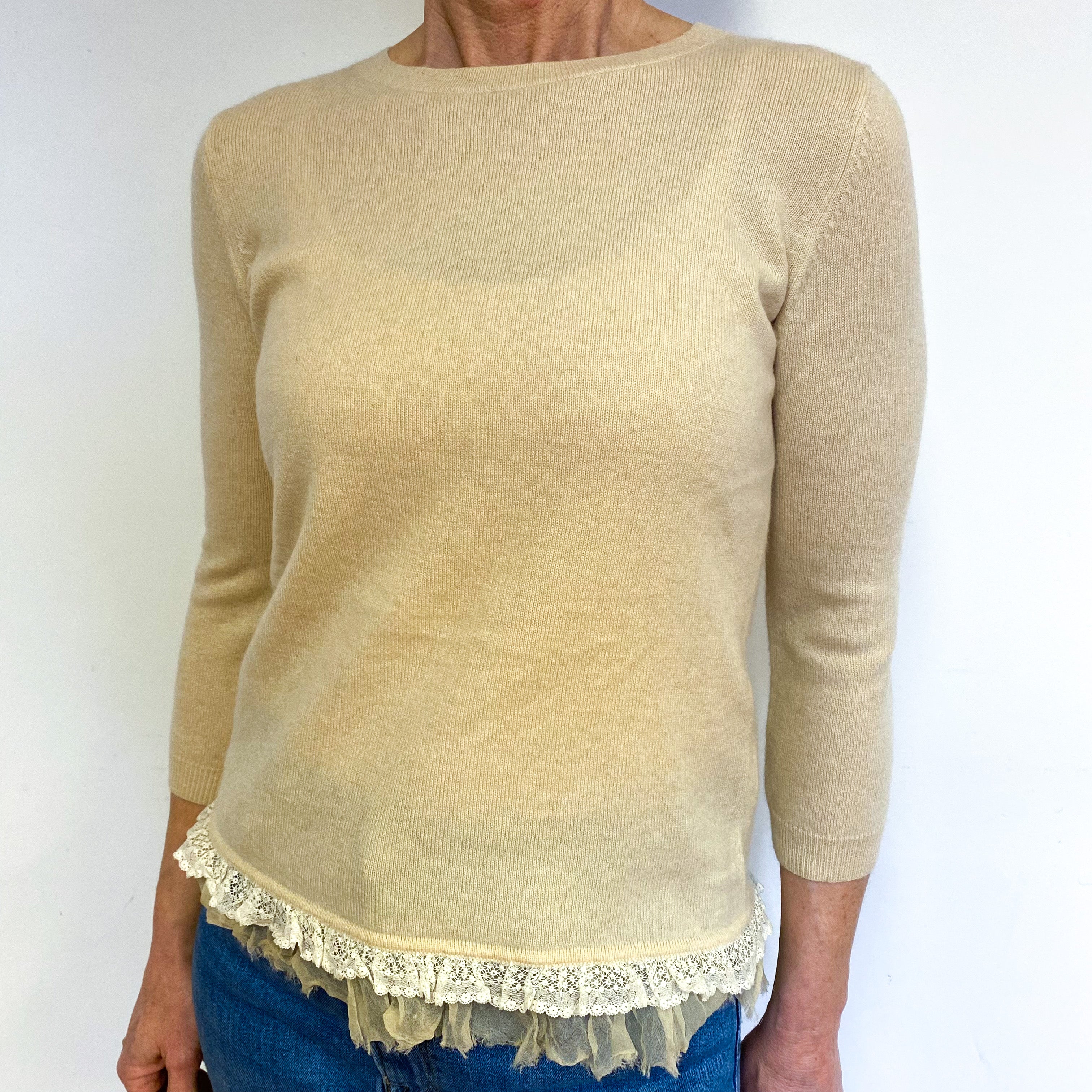 Honey Cream Cashmere Crew Neck Jumper Medium