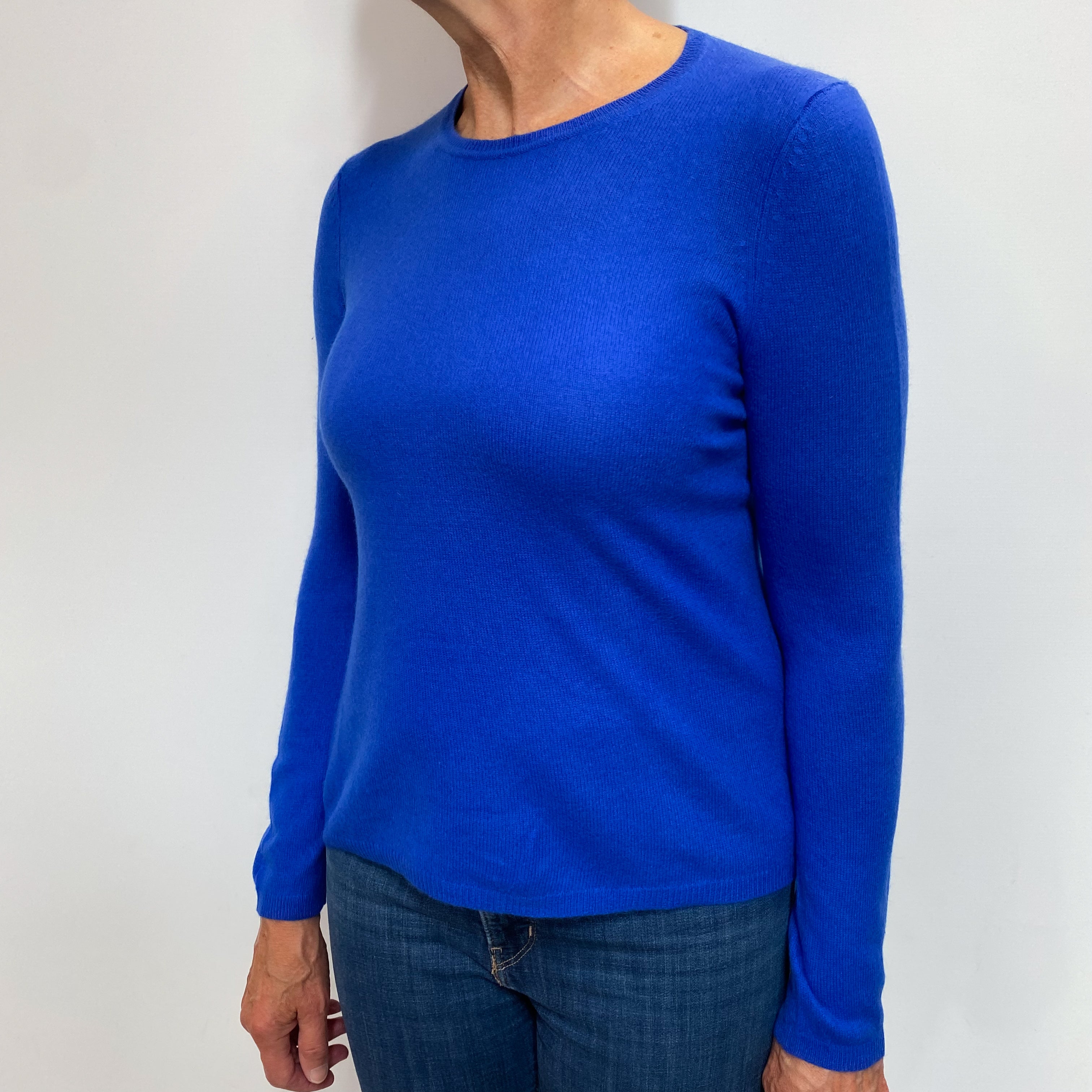 Cobalt Blue Cashmere Crew Neck Jumper Medium
