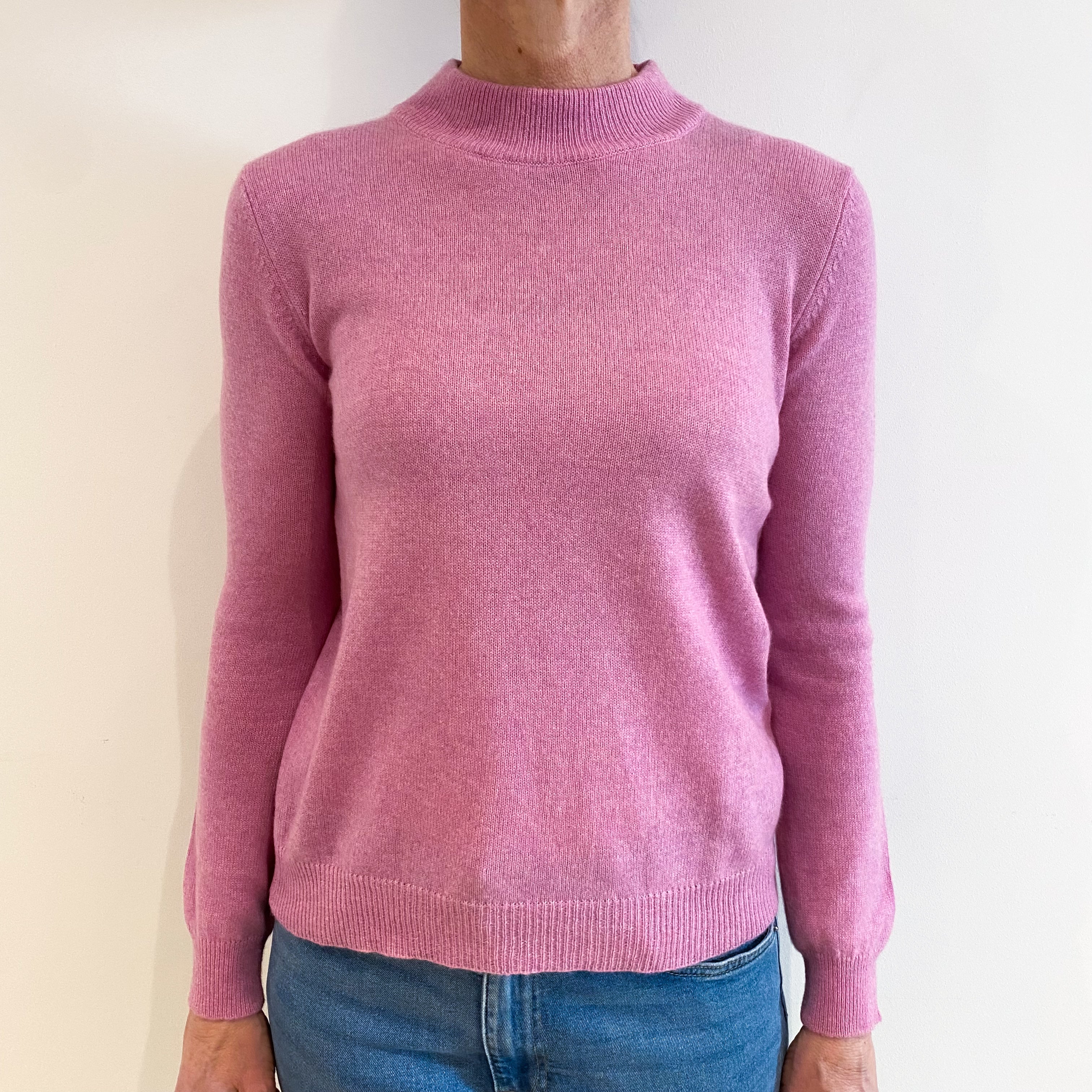 Foxglove Pink Cashmere Turtle Neck Jumper Small