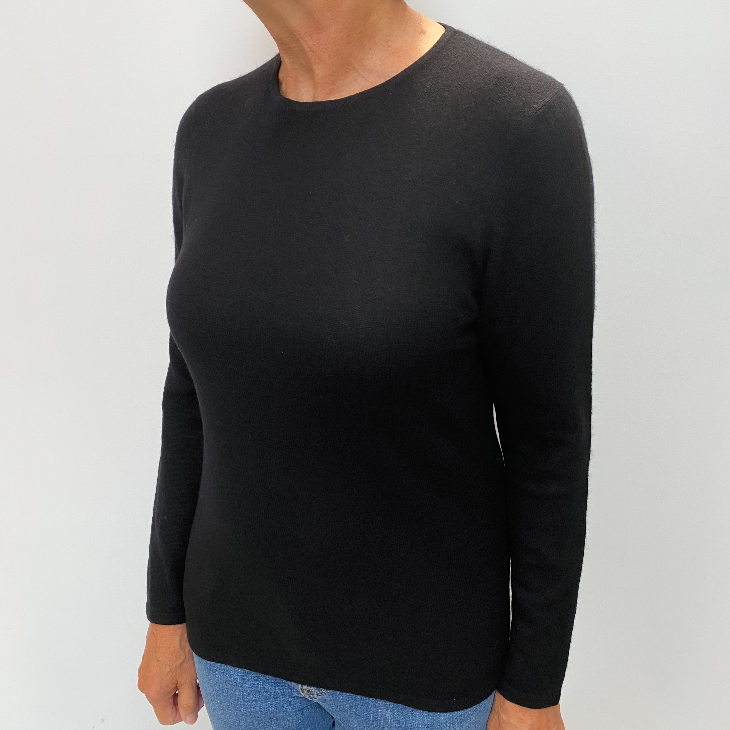 Black Cashmere Crew Neck Jumper Medium