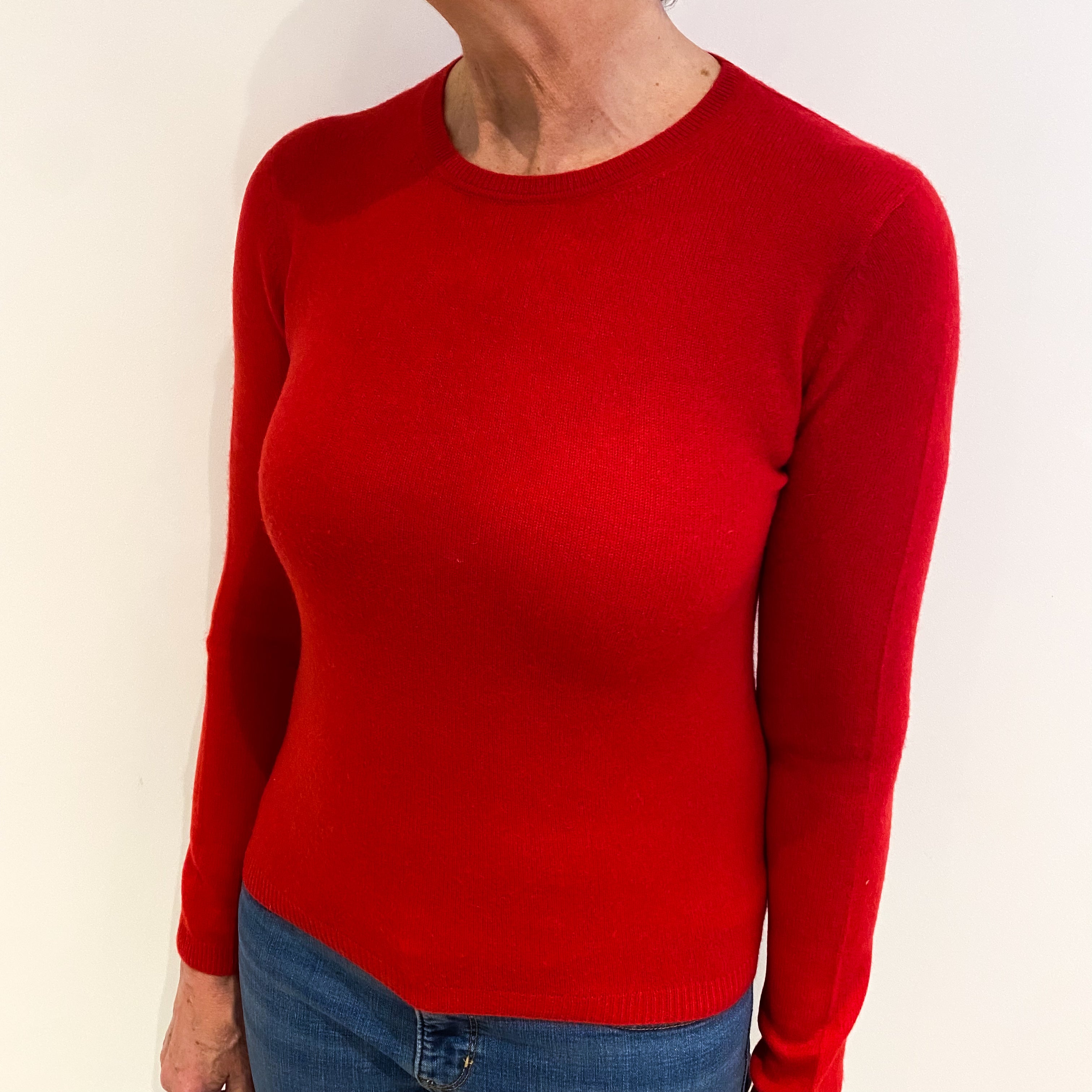 Scarlet Red Cashmere Crew Neck Jumper Medium