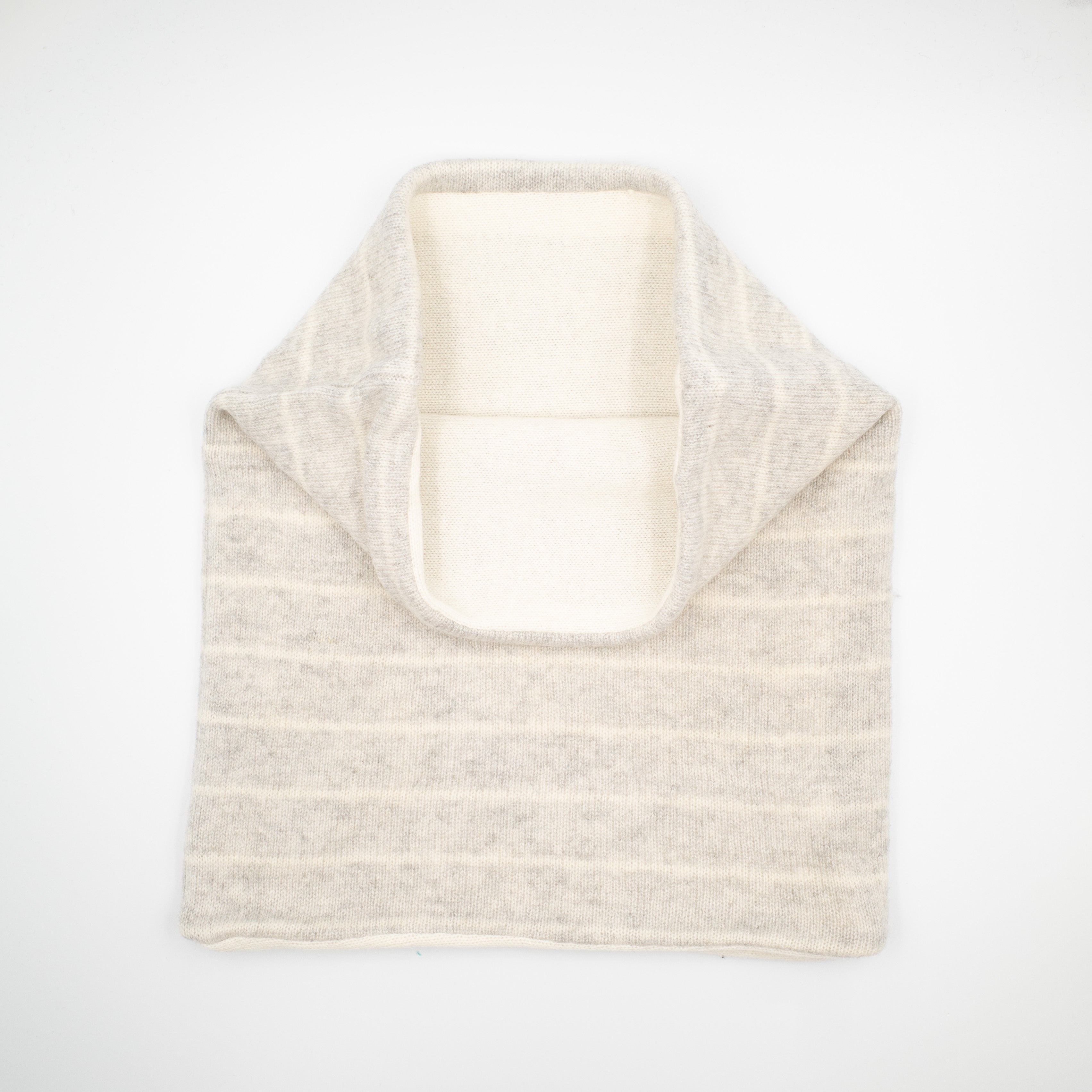 Smoke Grey and Cream Stripe Luxury Double Layered Snood
