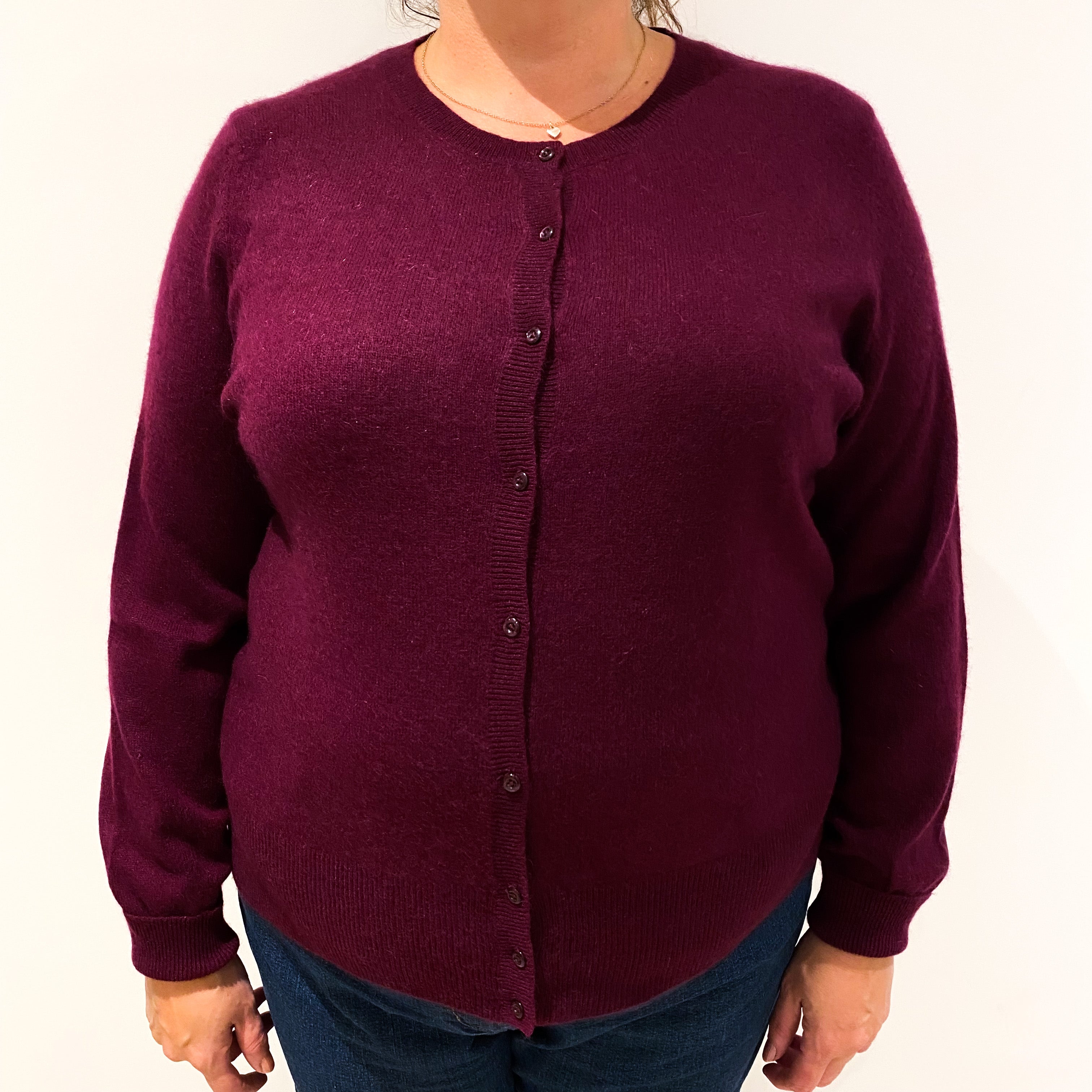 Plum Purple Cashmere Cardigan Extra Extra Large