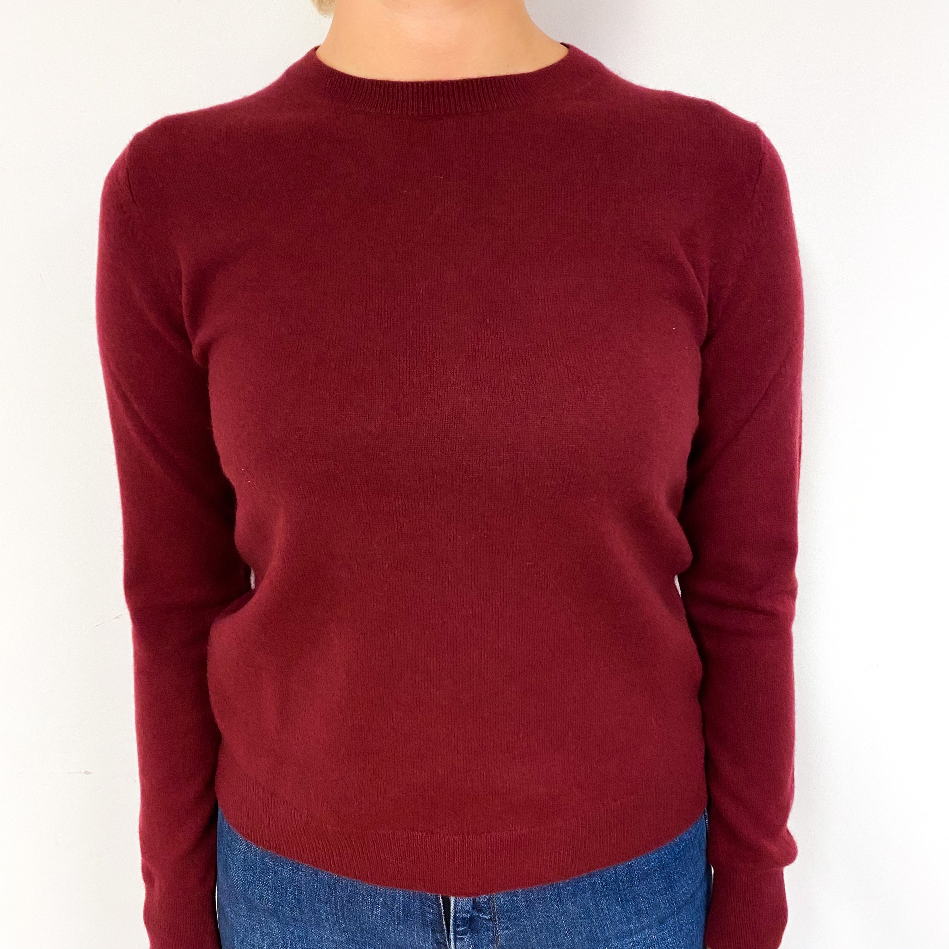 Maroon Red Cashmere Crew Neck Jumper Small