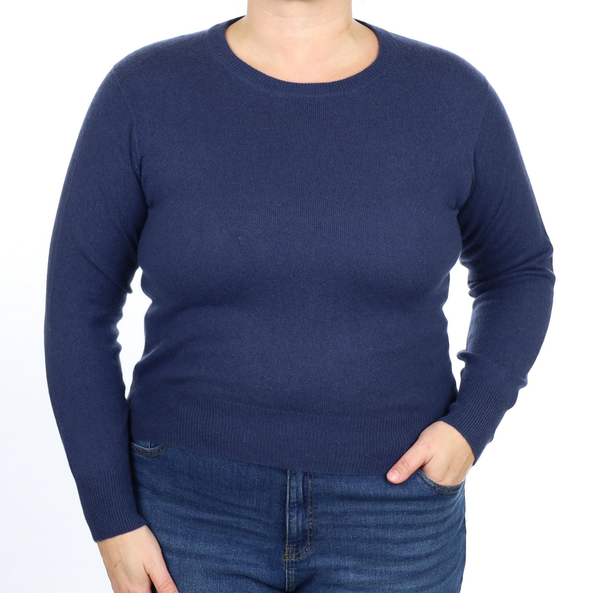 Naval Blue Cashmere Crew Neck Jumper Large