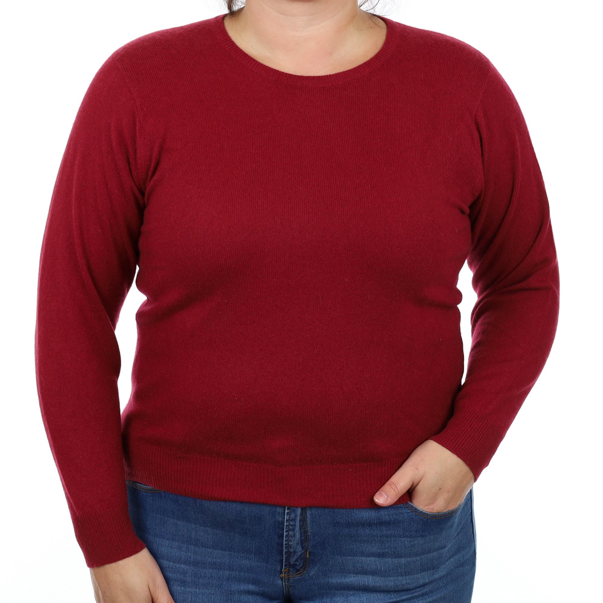 Deep Raspberry Cashmere Crew Neck Jumper Large