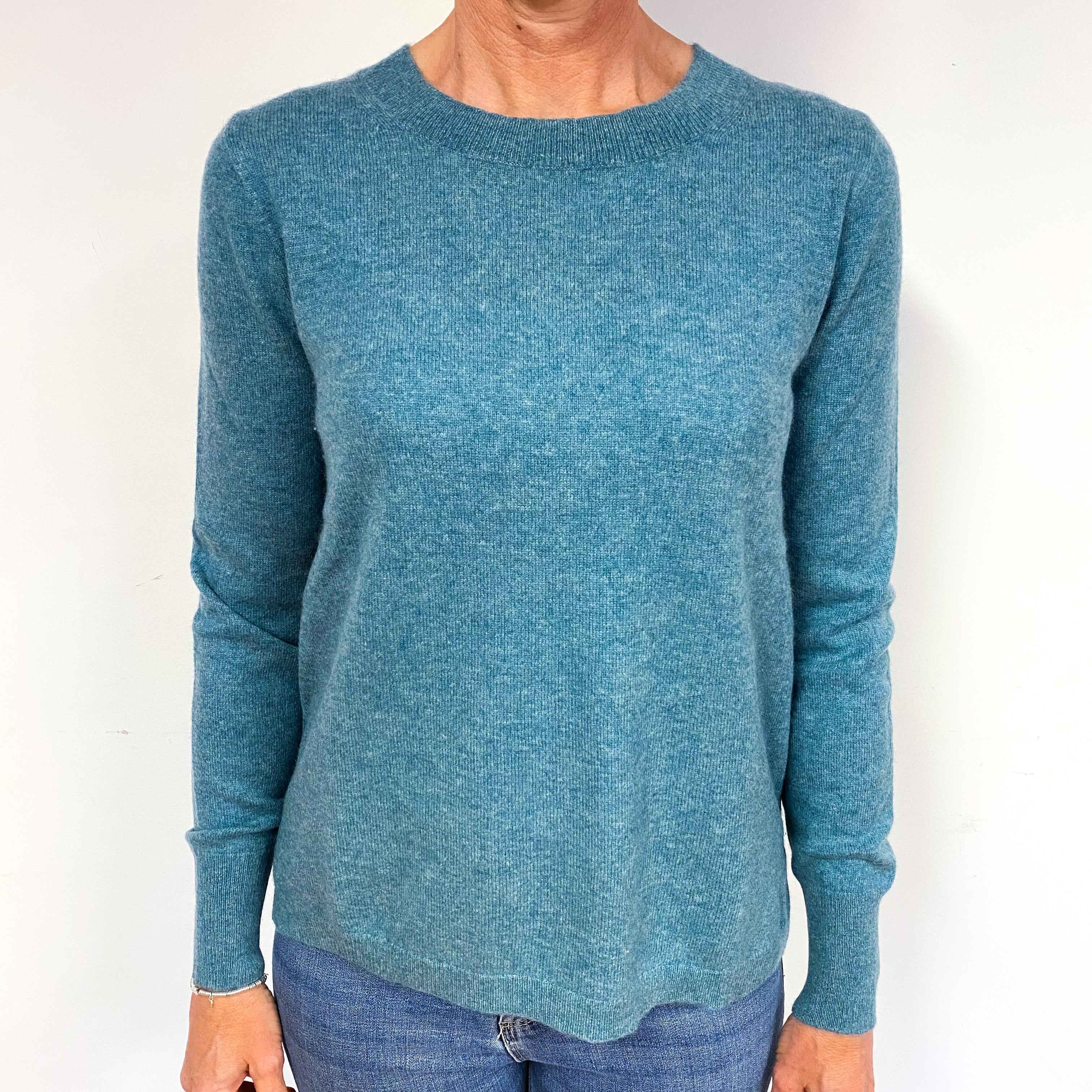 Spruce Green Cashmere Crew Neck Jumper Medium