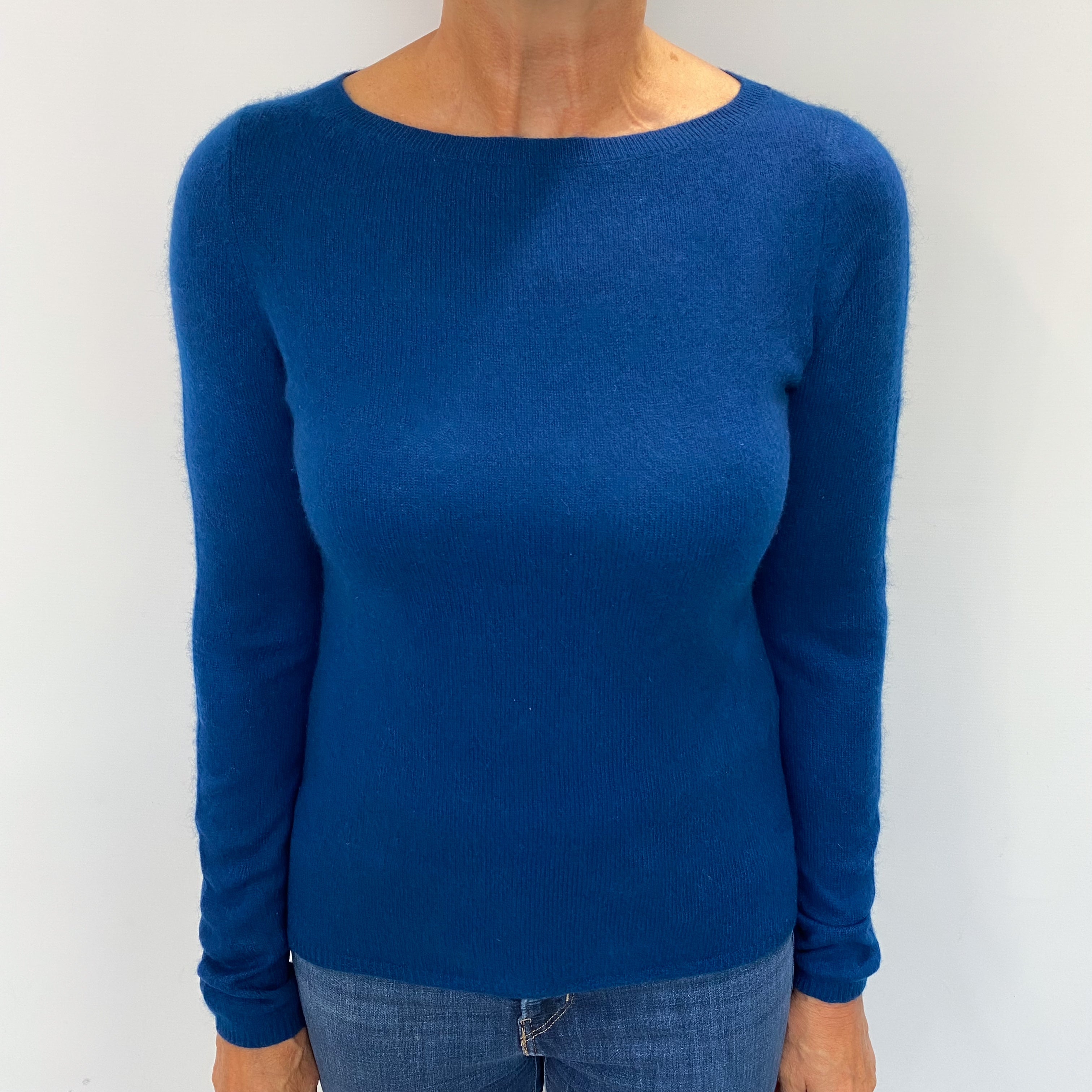 Deep Ocean Blue Cashmere Crew Neck Jumper Medium