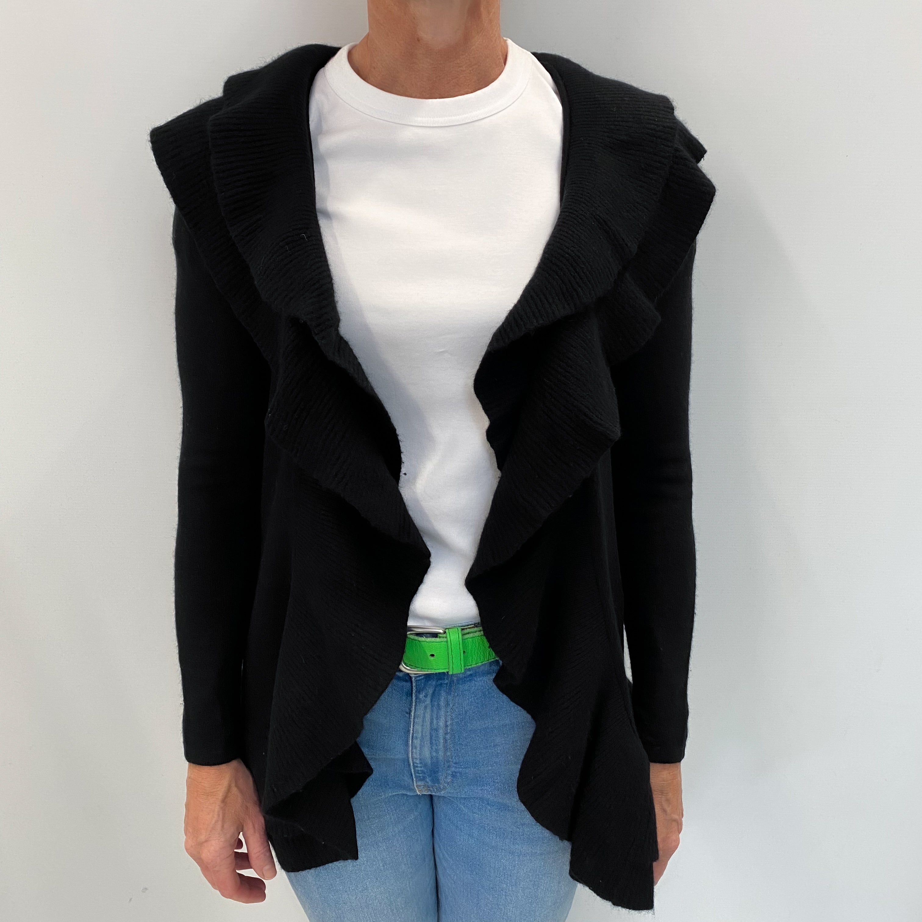 Black Cashmere Edge To Edge Cardigan Small