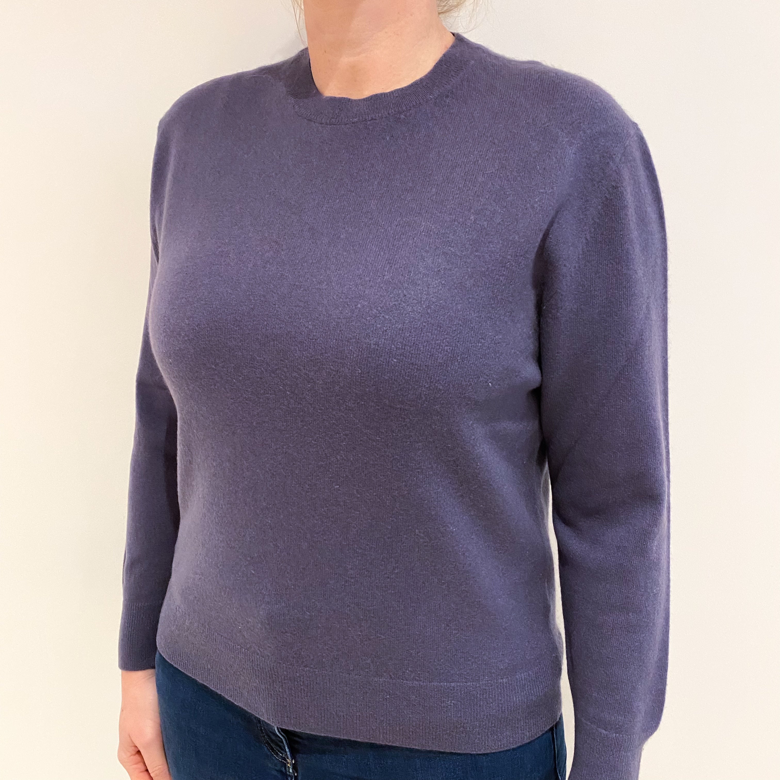 Slate Purple Cashmere Crew Neck Jumper Large