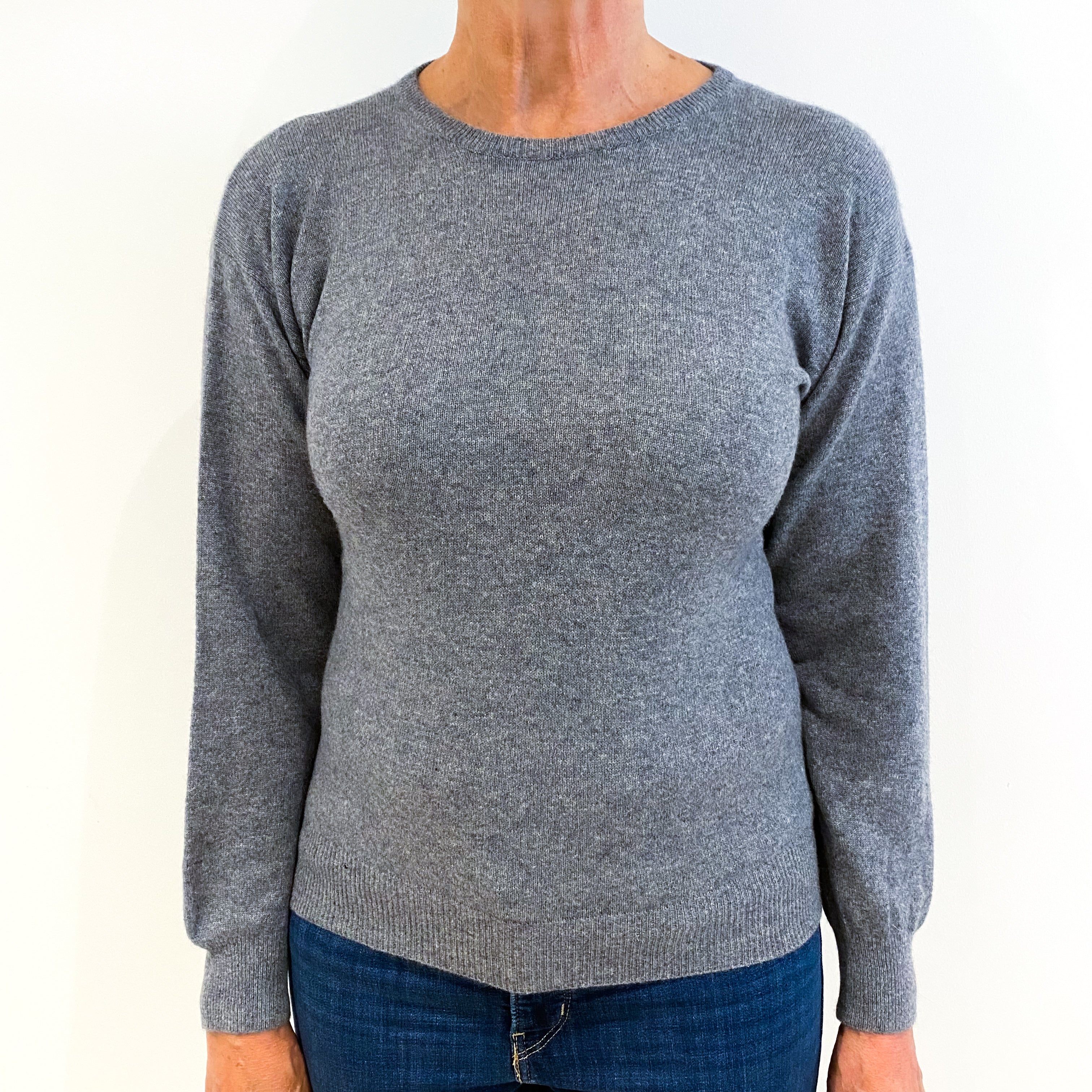 Ash Grey Cashmere Crew Neck Jumper Medium