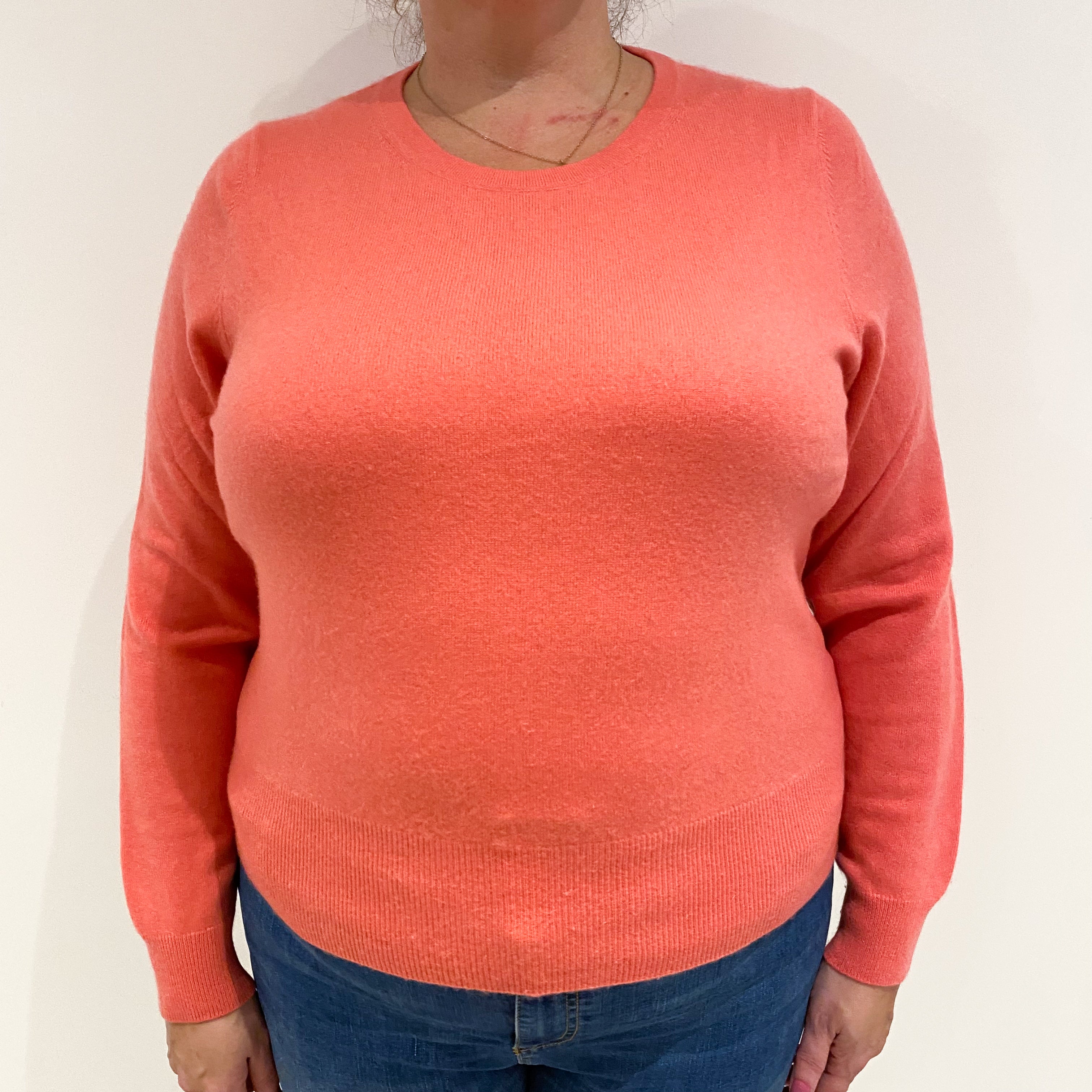 Crushed Strawberry Pink Cashmere Crew Neck Jumper Extra Large