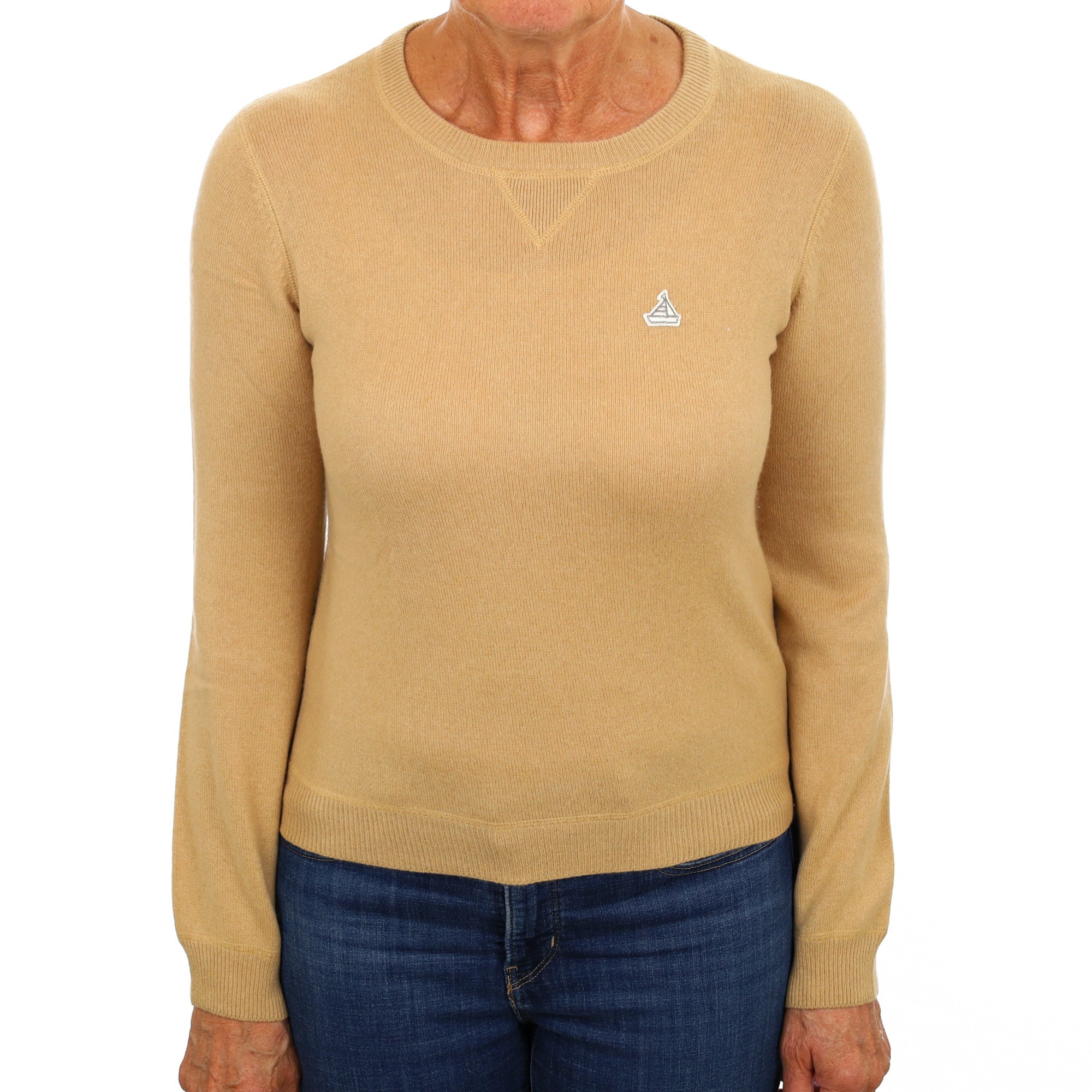 Caramel Brown Cashmere Crew Neck Jumper Medium