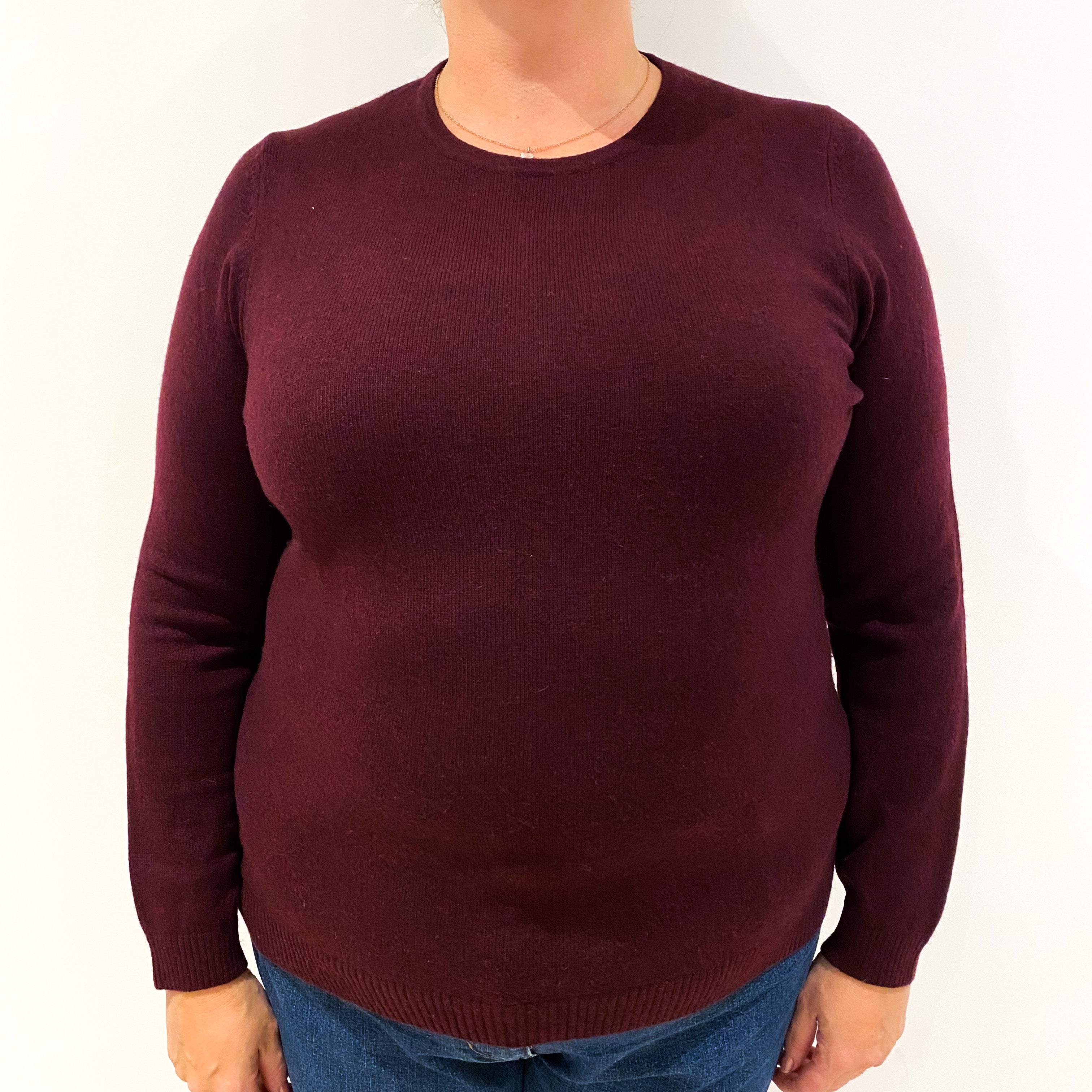 Mulberry Purple Cashmere Crew Neck Jumper Extra Large