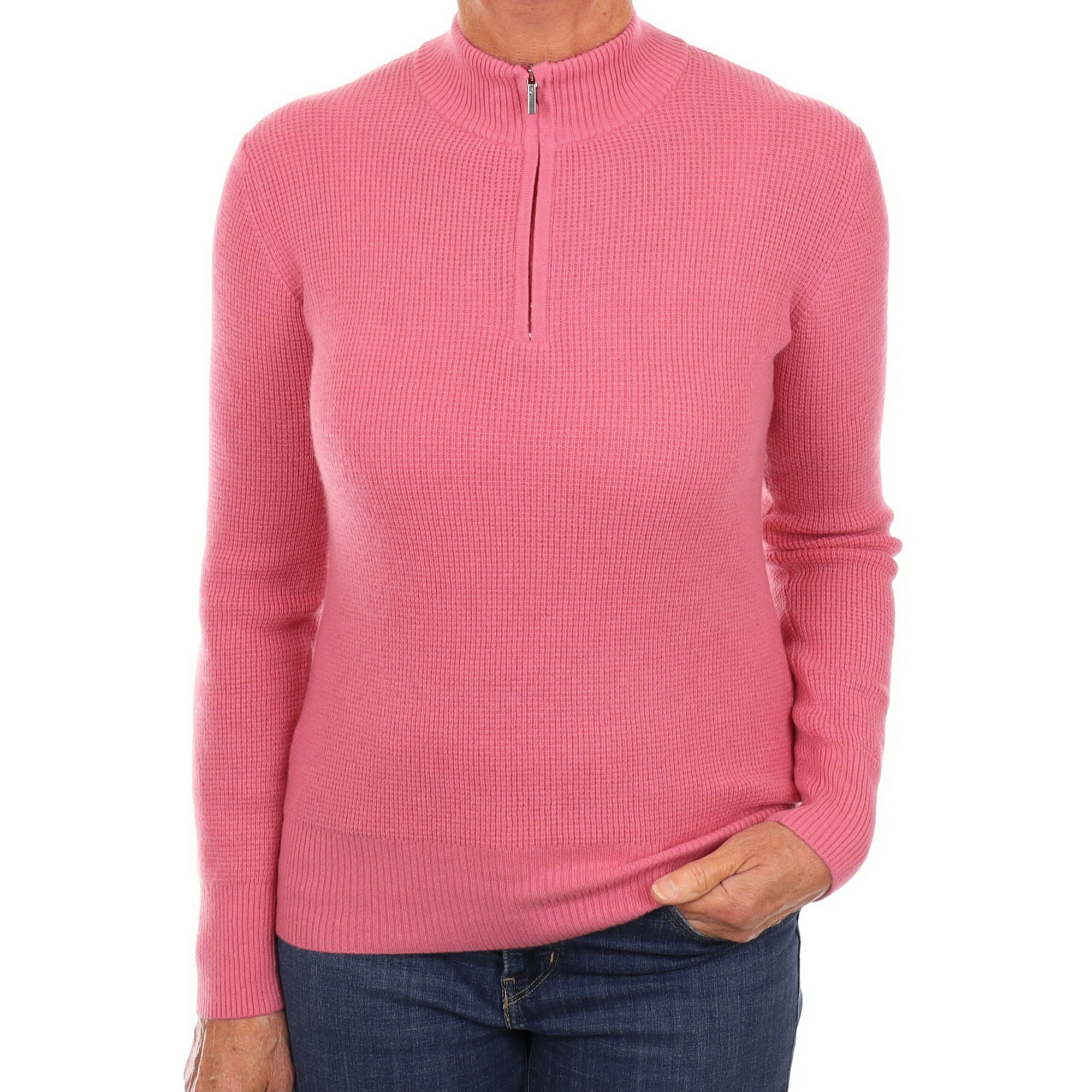 Italian Bubblegum Pink Cashmere 1/4 Zip Jumper Medium