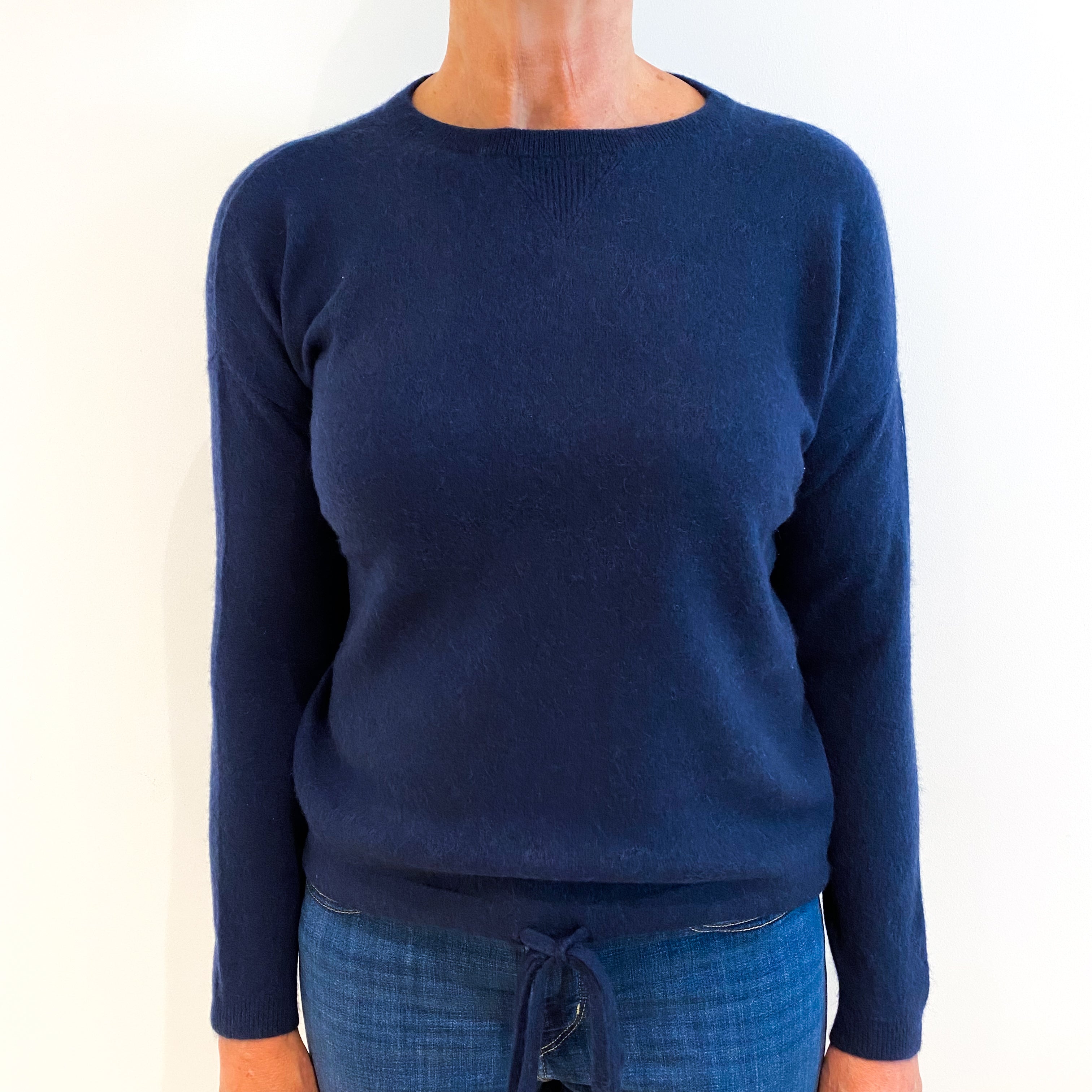 Navy Blue Cashmere Crew Neck Jumper Medium