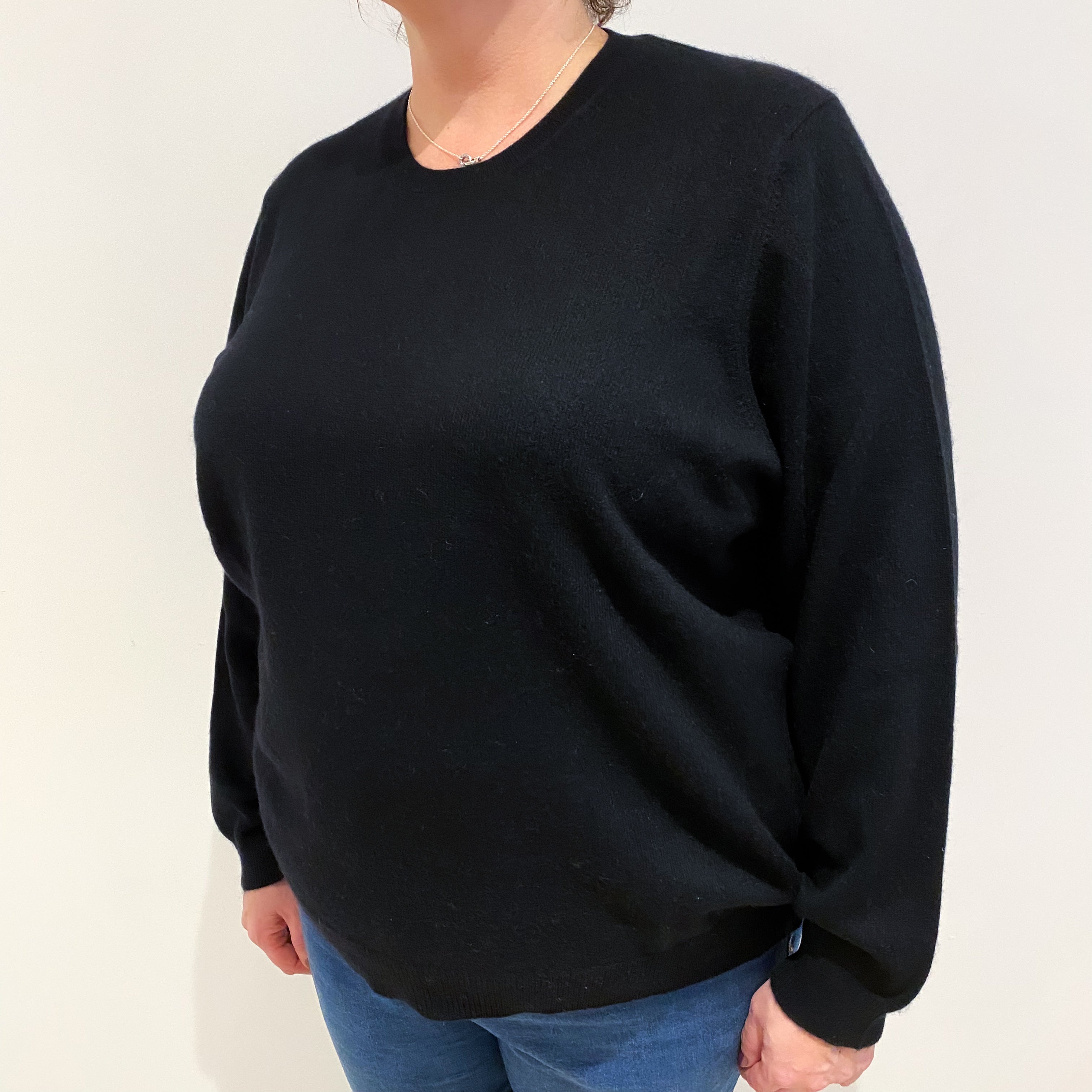 Black Cashmere Crew Neck Jumper Extra Extra Large