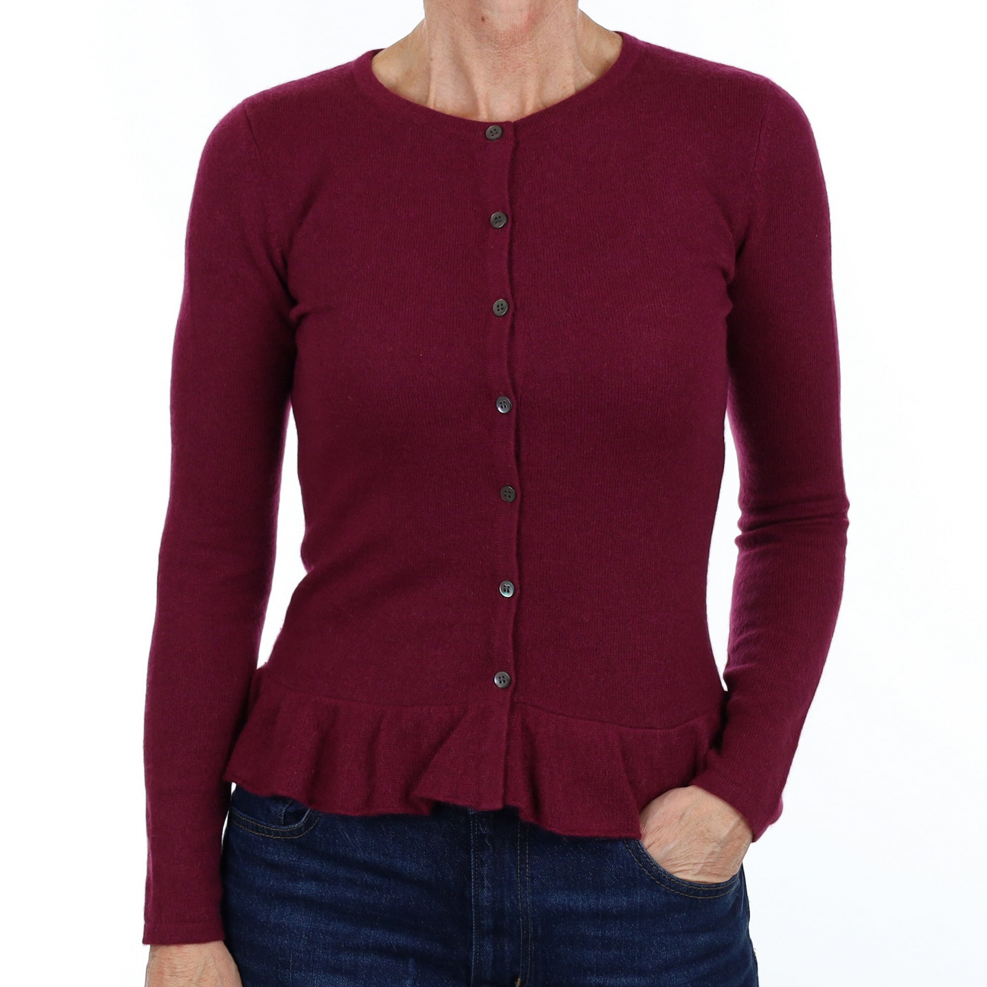 Mulberry Purple Cashmere Crew Neck Cardigan Small