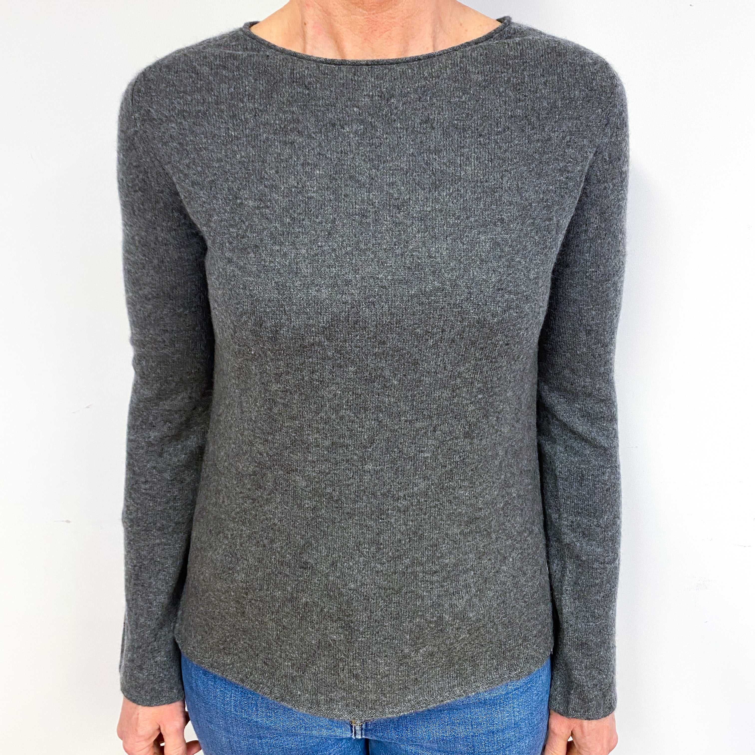 Slate Grey Cashmere Crew Neck Jumper Medium