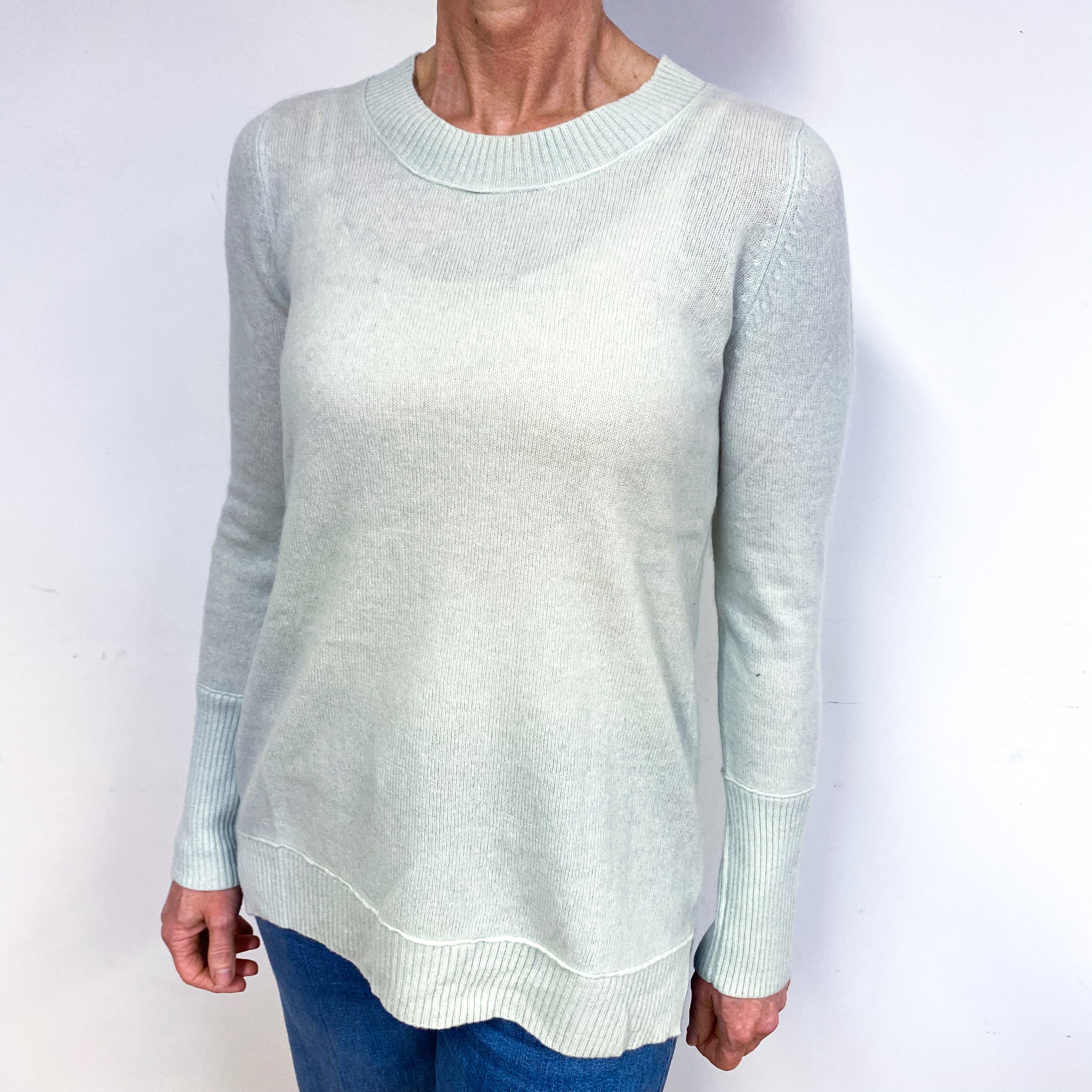 Pale Mint Green Cashmere Crew Neck Jumper Medium