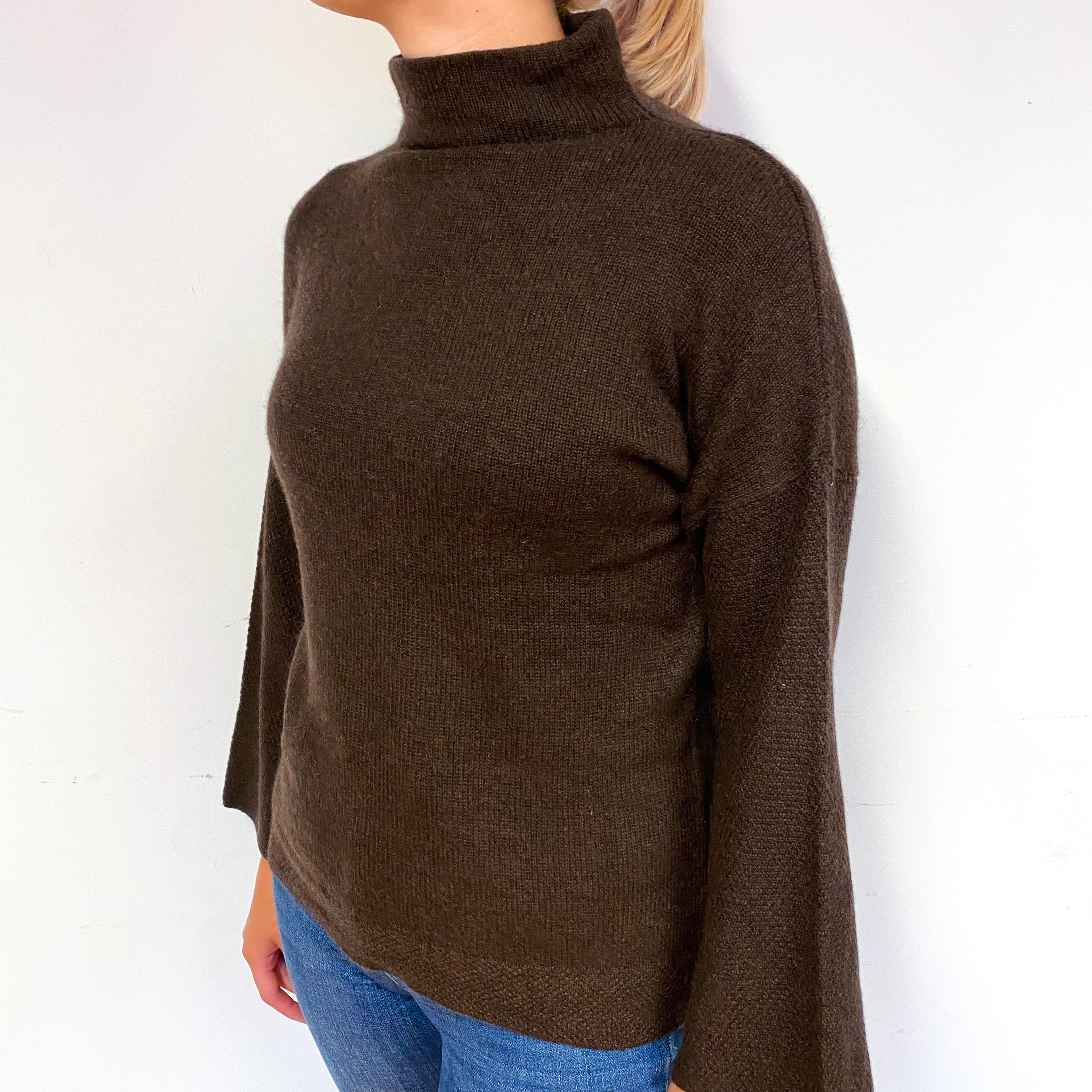 Chocolate Brown Cashmere Turtle Neck Jumper Small