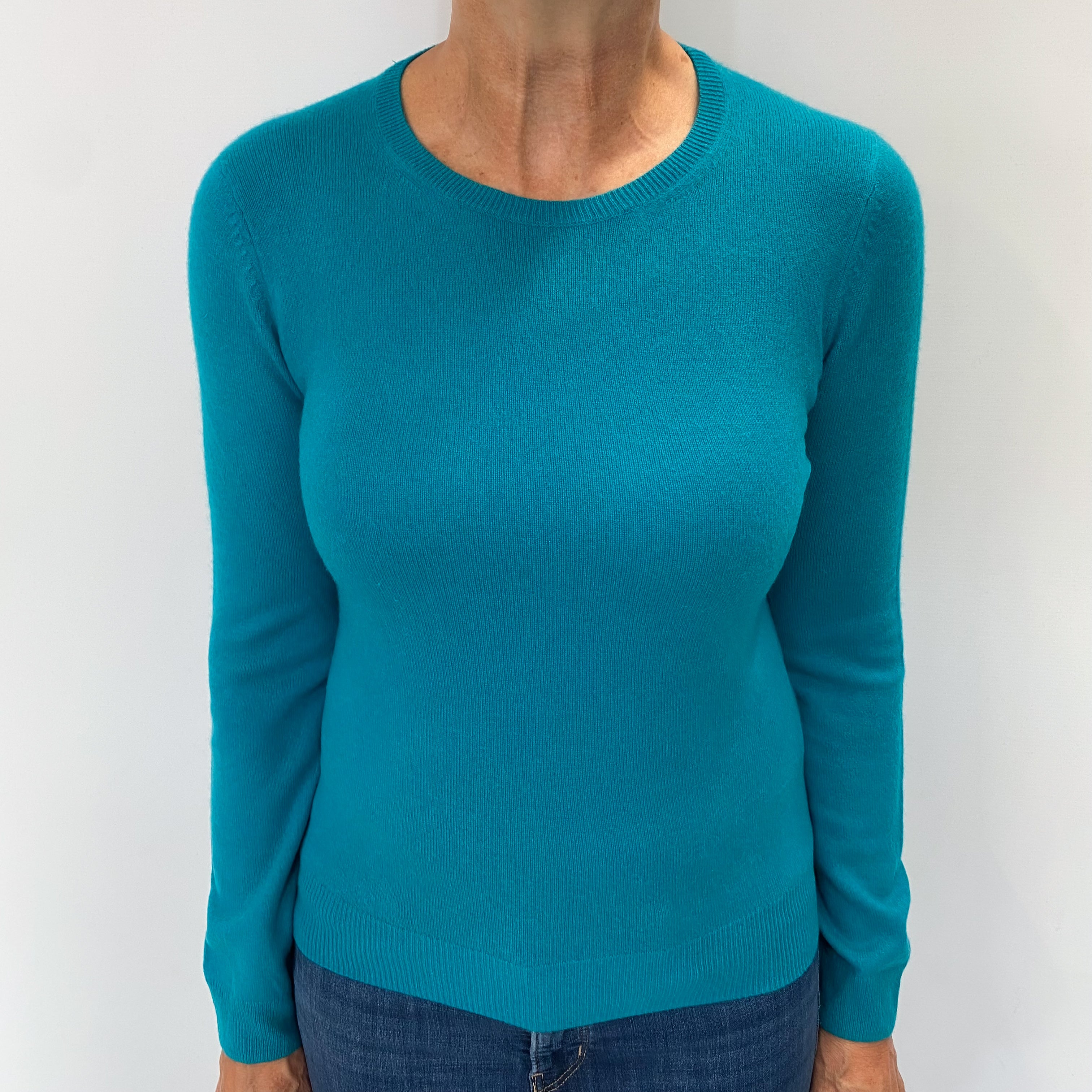 Turquoise Cashmere Crew Neck Jumper Medium