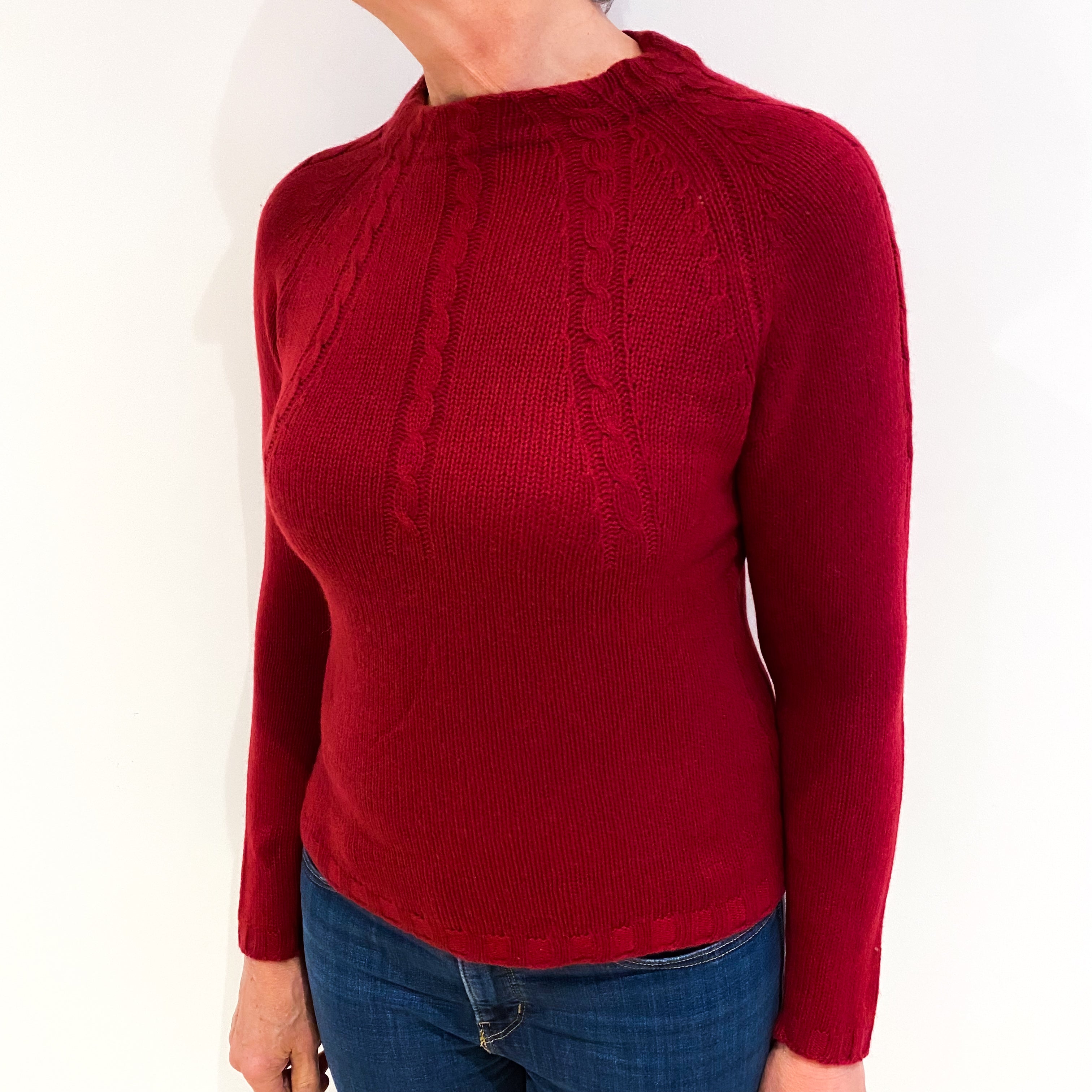 Maroon Red Cashmere Turtle Neck Jumper Medium