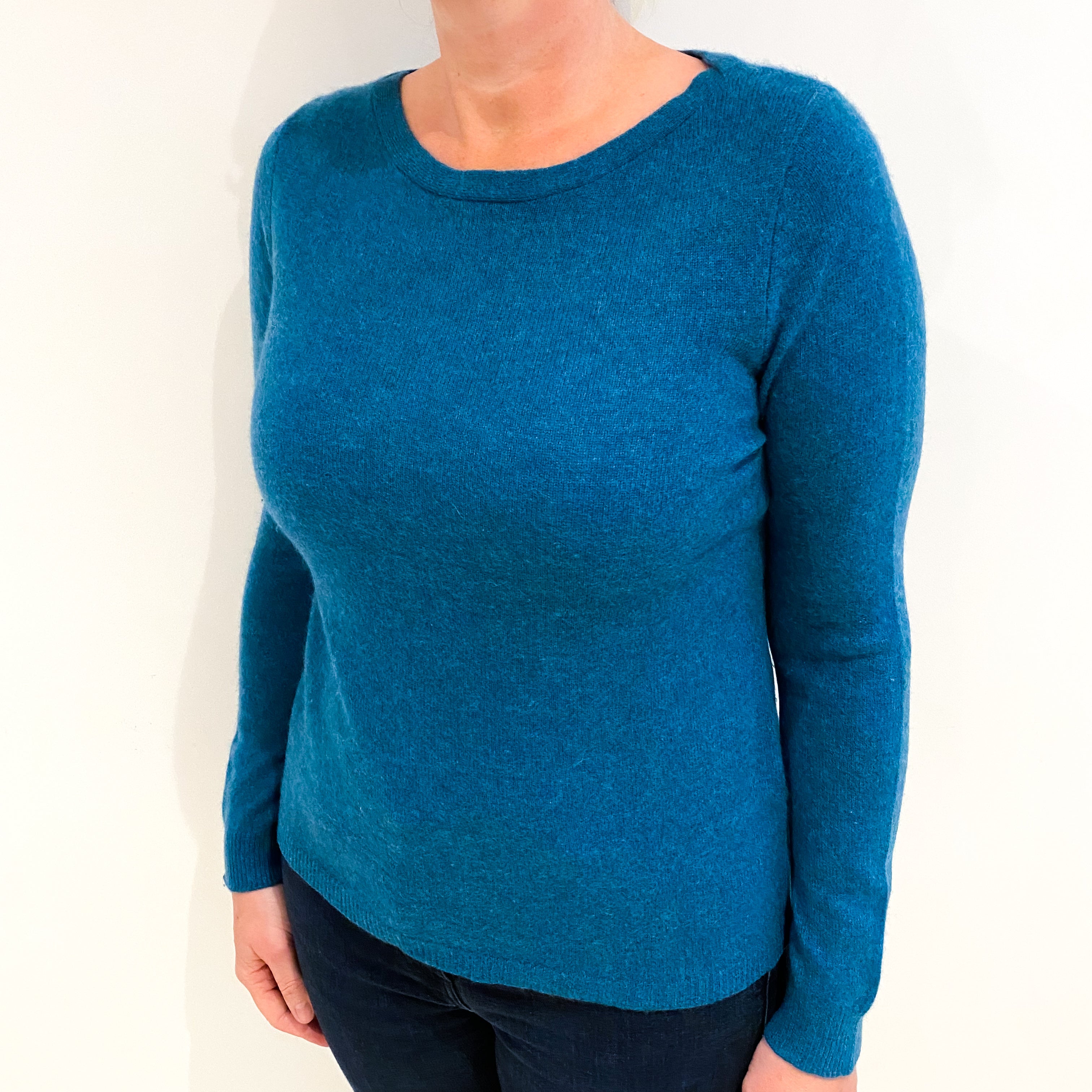 Teal Blue Cashmere Boat Neck Jumper Large
