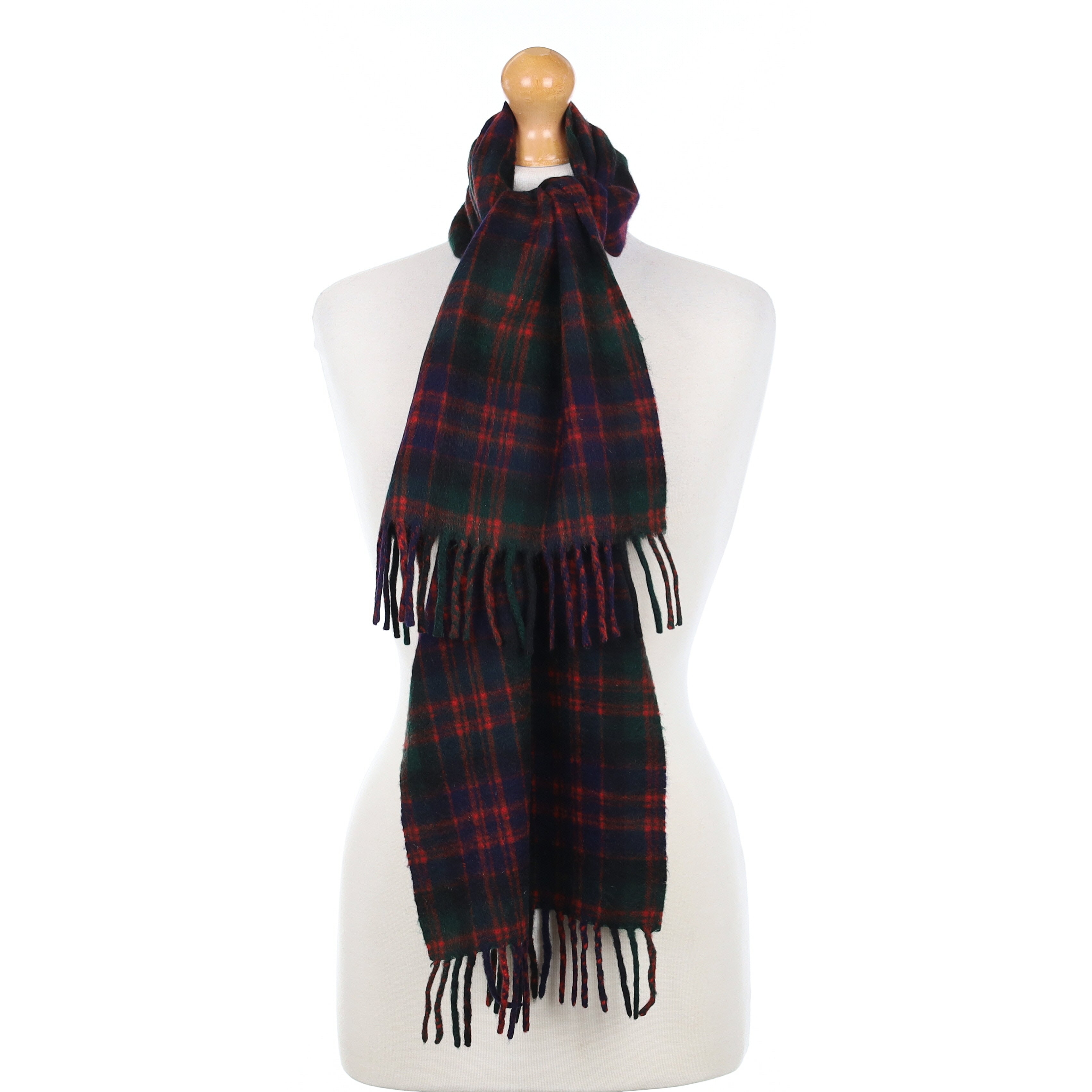 Navy and Red Tartan Cashmere Woven Scarf