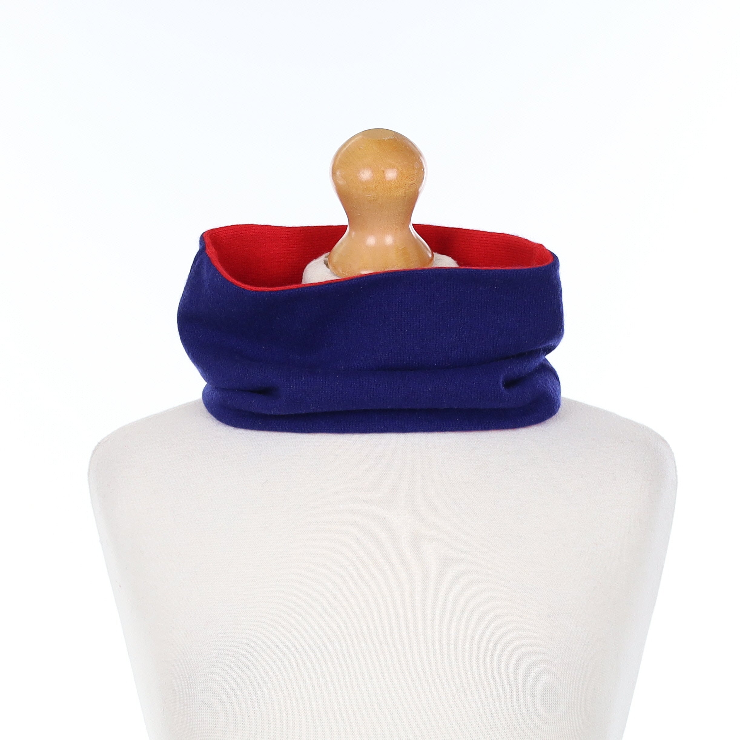 Indigo Blue and Red Neck Warmer