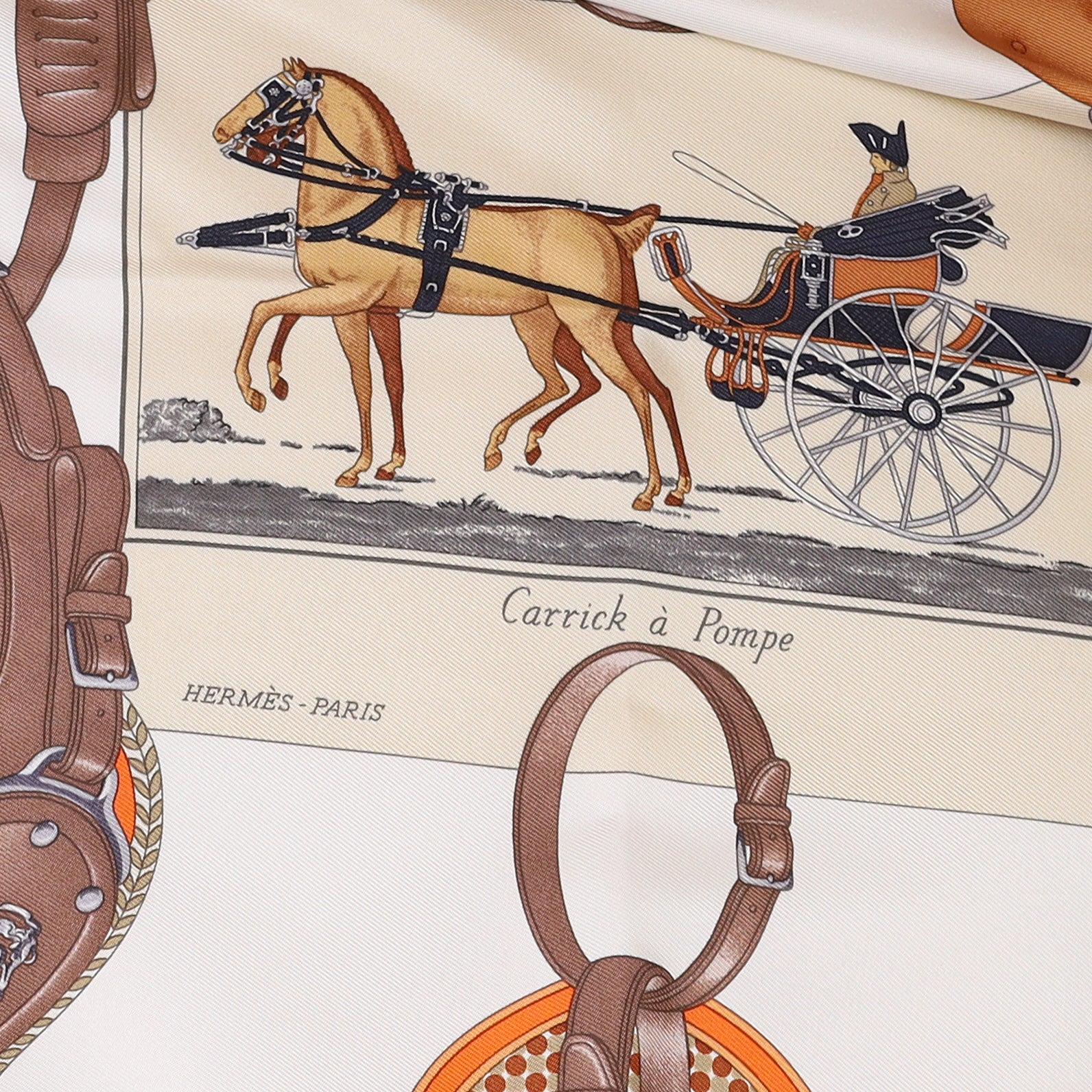 Brand New Boxed Hermès 45 Carrick à Pompe Silk Scarf