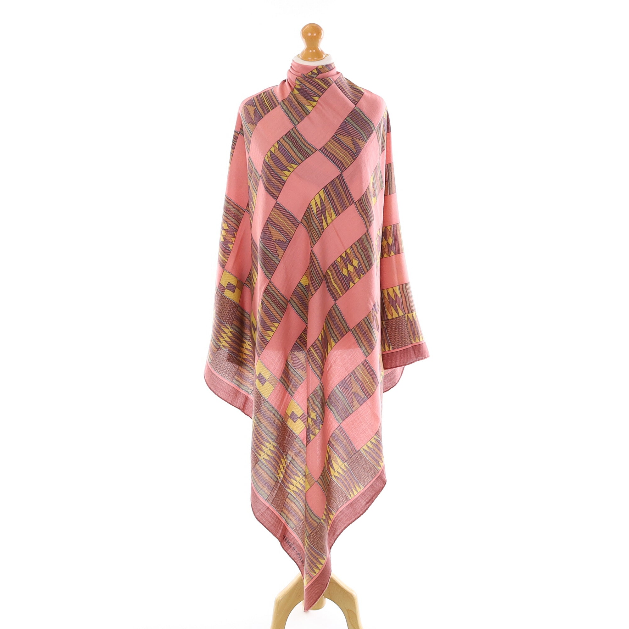 Brand New Boxed Hermès Geometric Cashmere and Silk Shawl