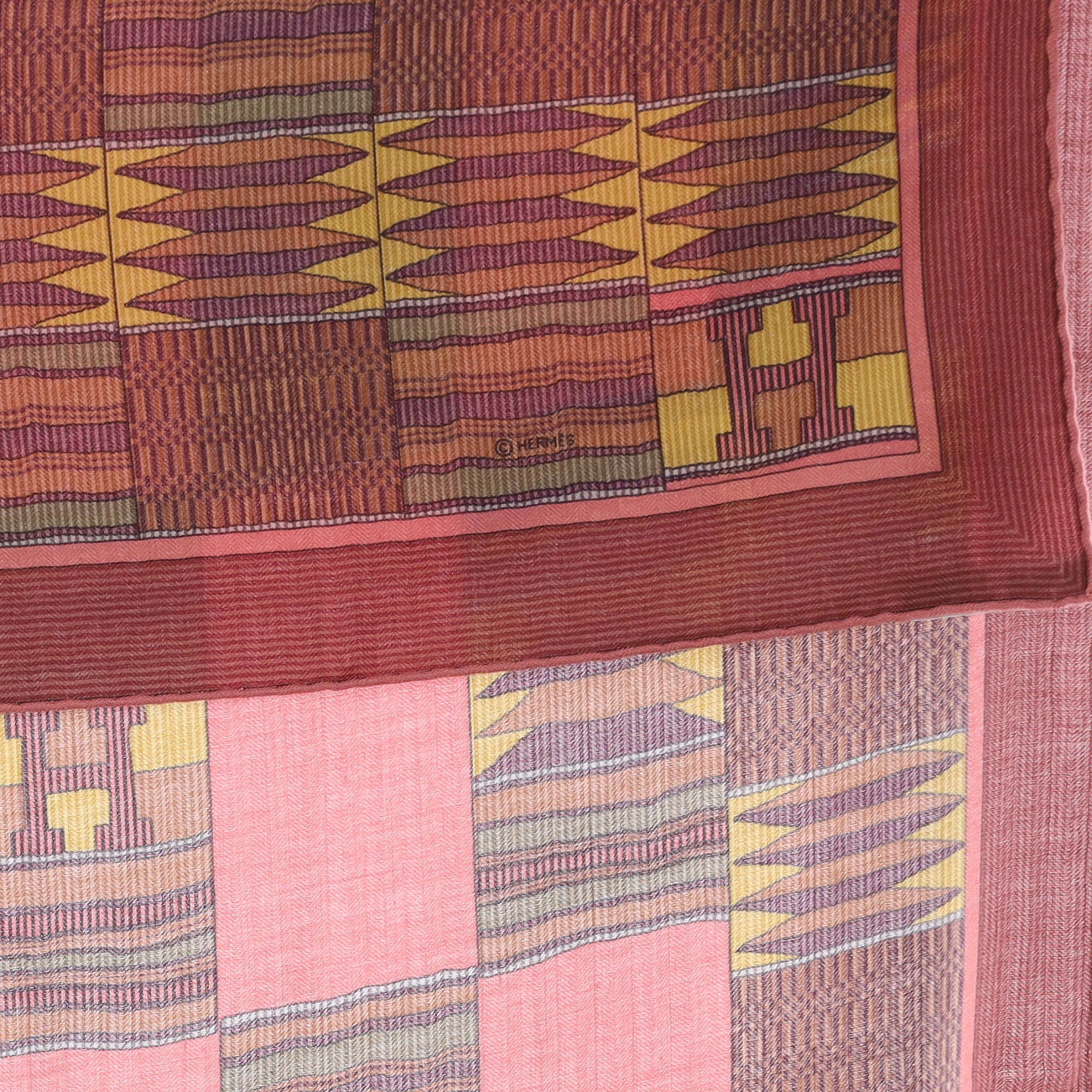 Brand New Boxed Hermès Geometric Cashmere and Silk Shawl