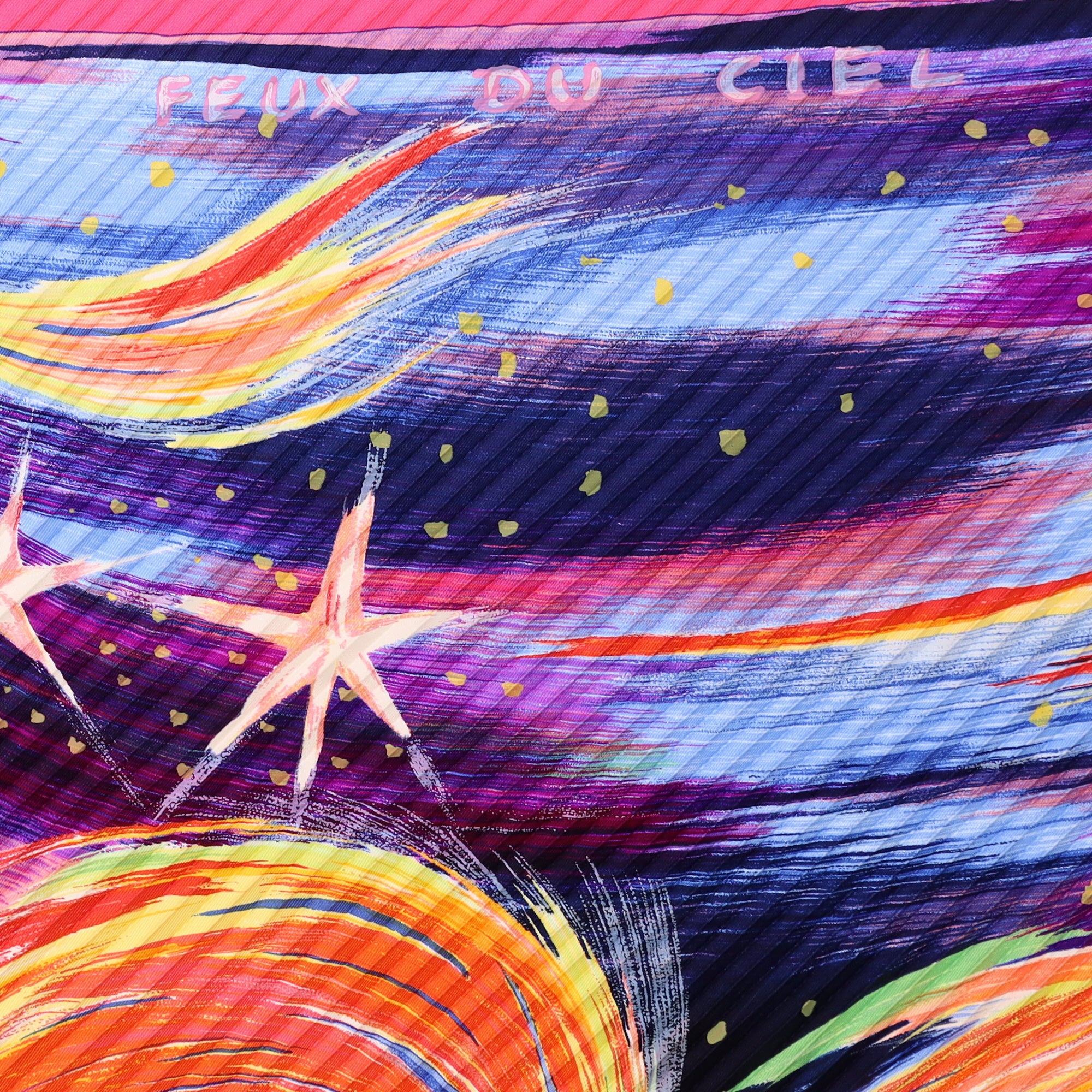 Brand New Boxed Hermès Feux Du Ciel Plisse Silk Scarf