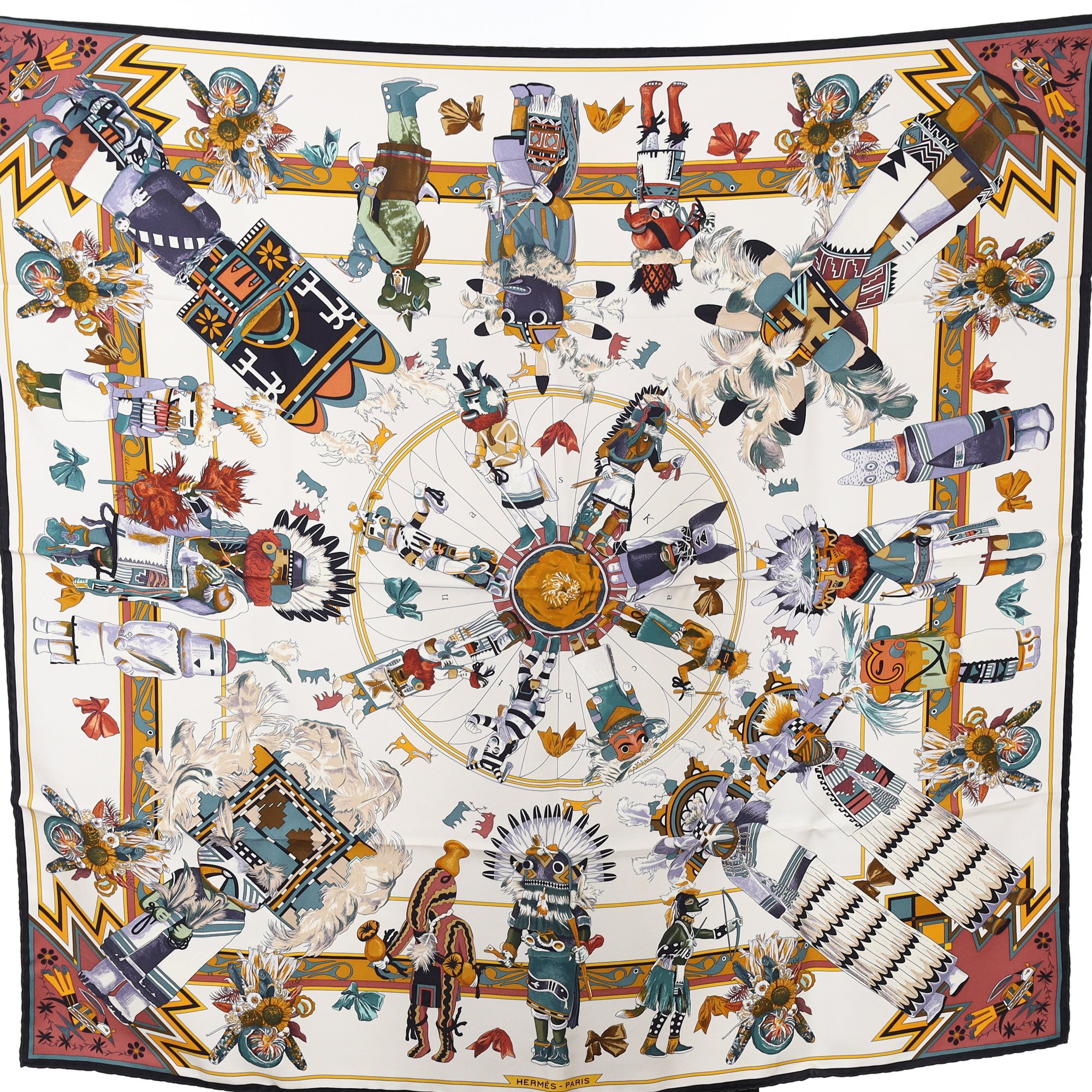 Boxed Hermès Kachinas Silk Scarf Grail