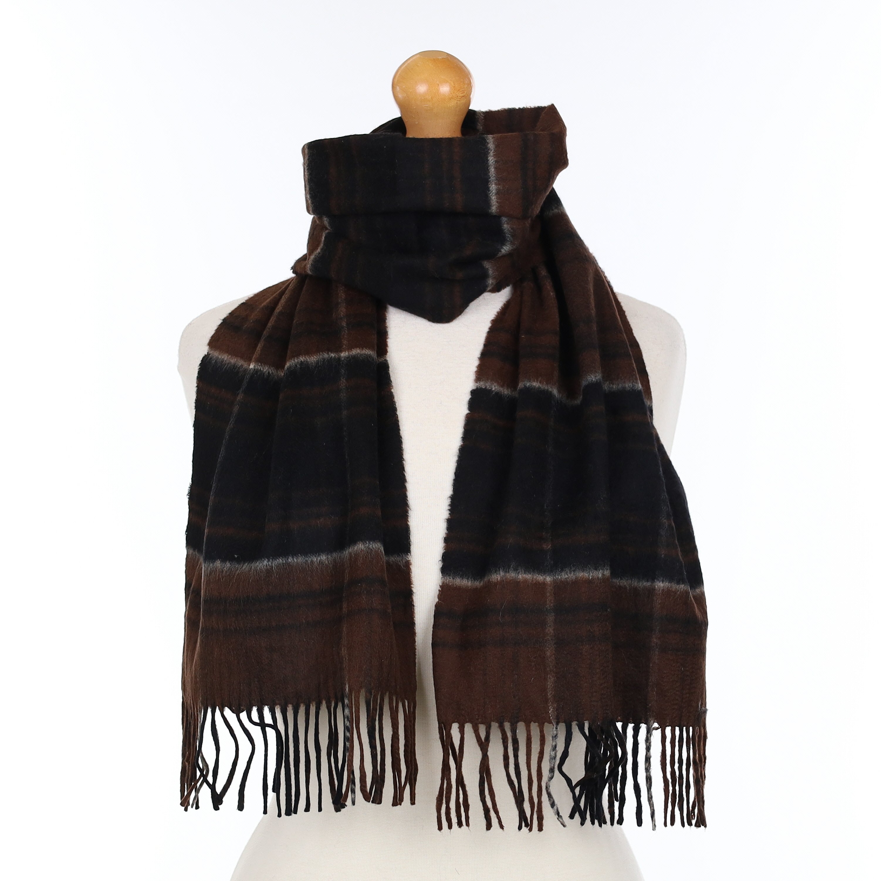 Brown Black and Grey Cashmere Woven Scarf
