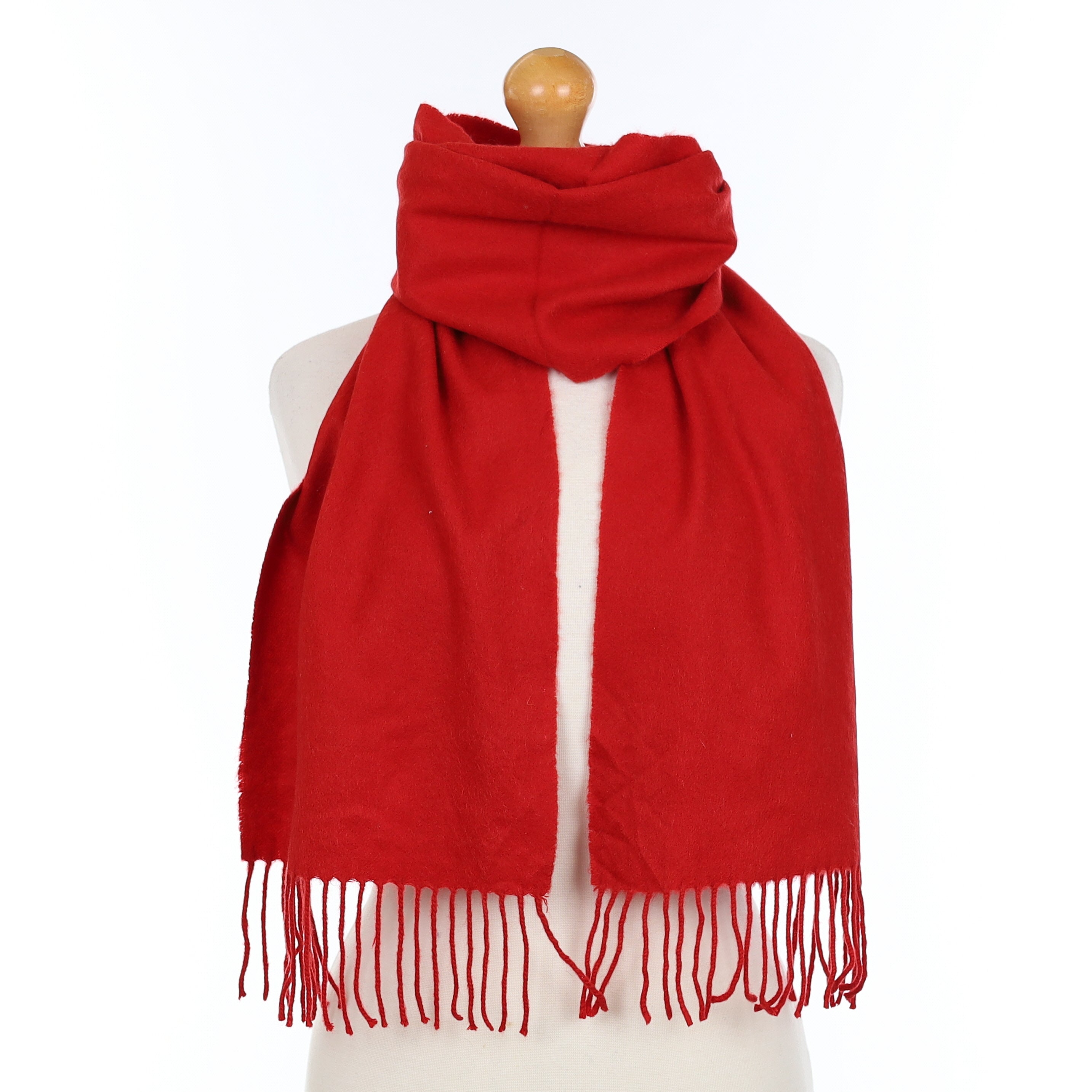 Scarlet Red Cashmere Woven Scarf