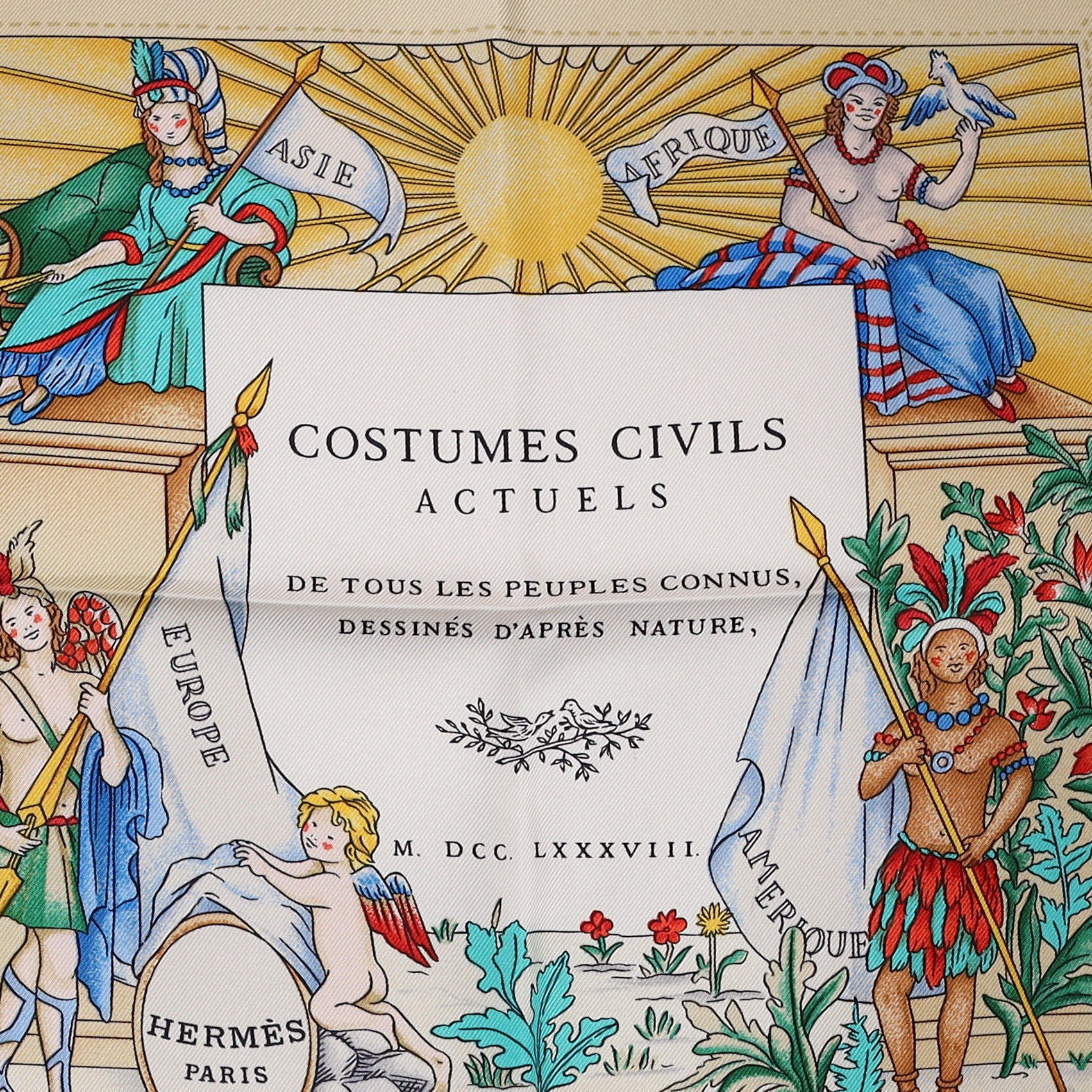 Boxed Hermès Costumes Civils Actuels Silk Scarf Rare