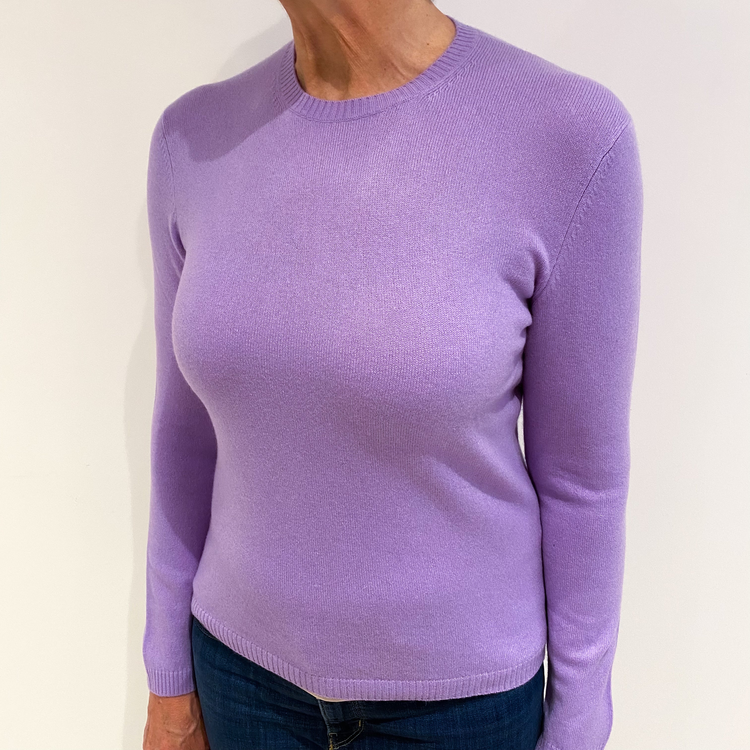 Lavender Purple Cashmere Crew Neck Jumper Medium
