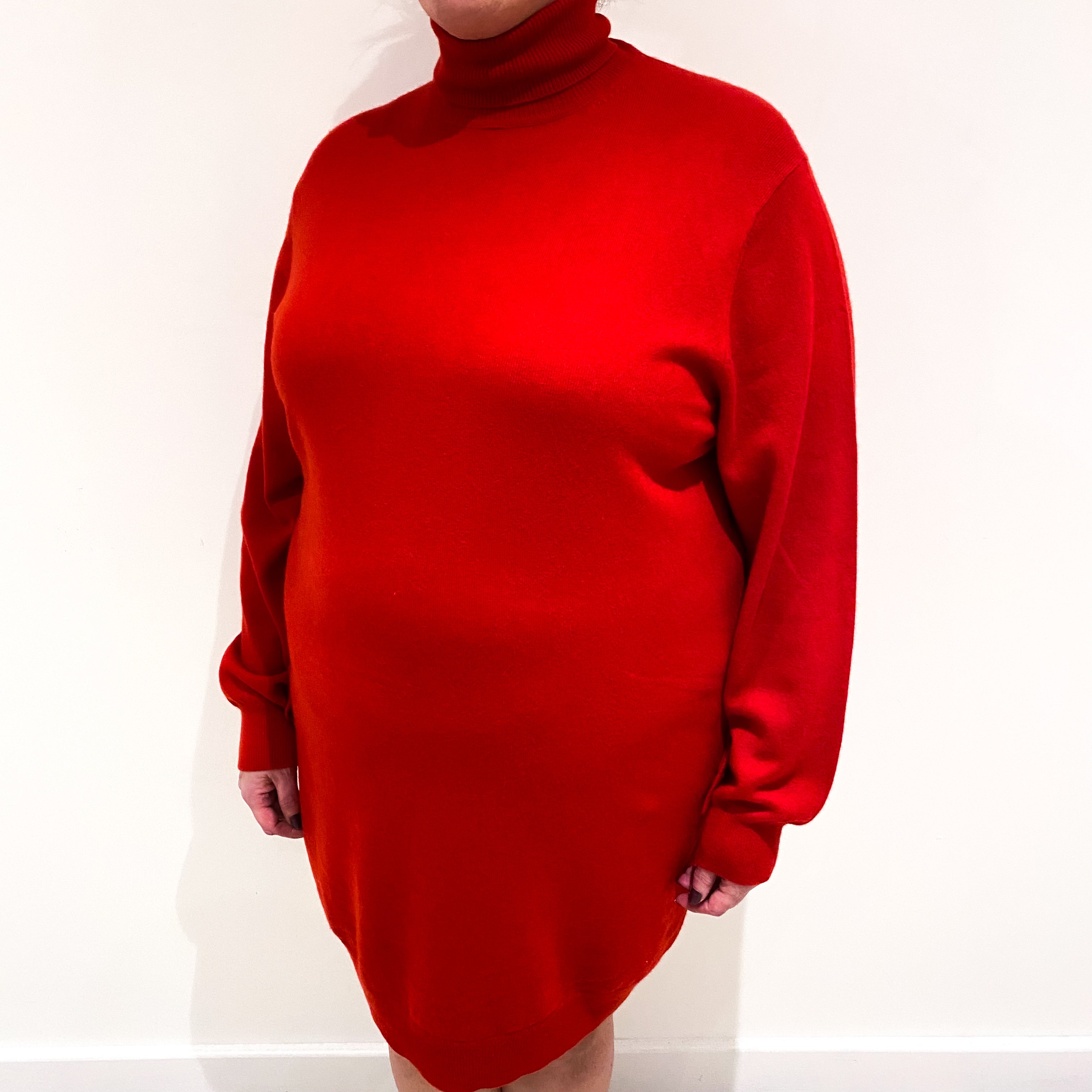 Berry Red Cashmere Polo Neck Dress Extra Large