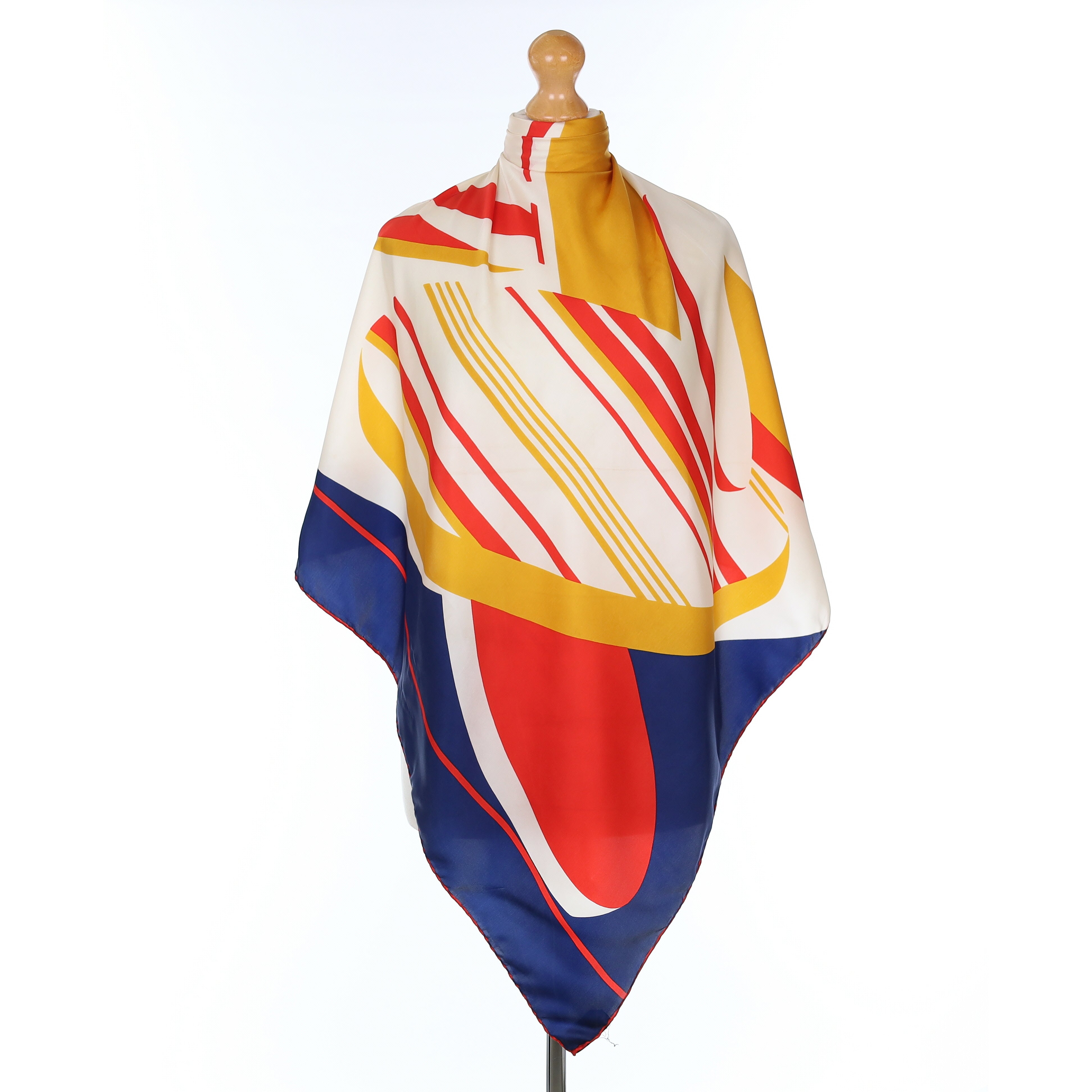 1970's Striking Colour Block Vintage Silk Scarf