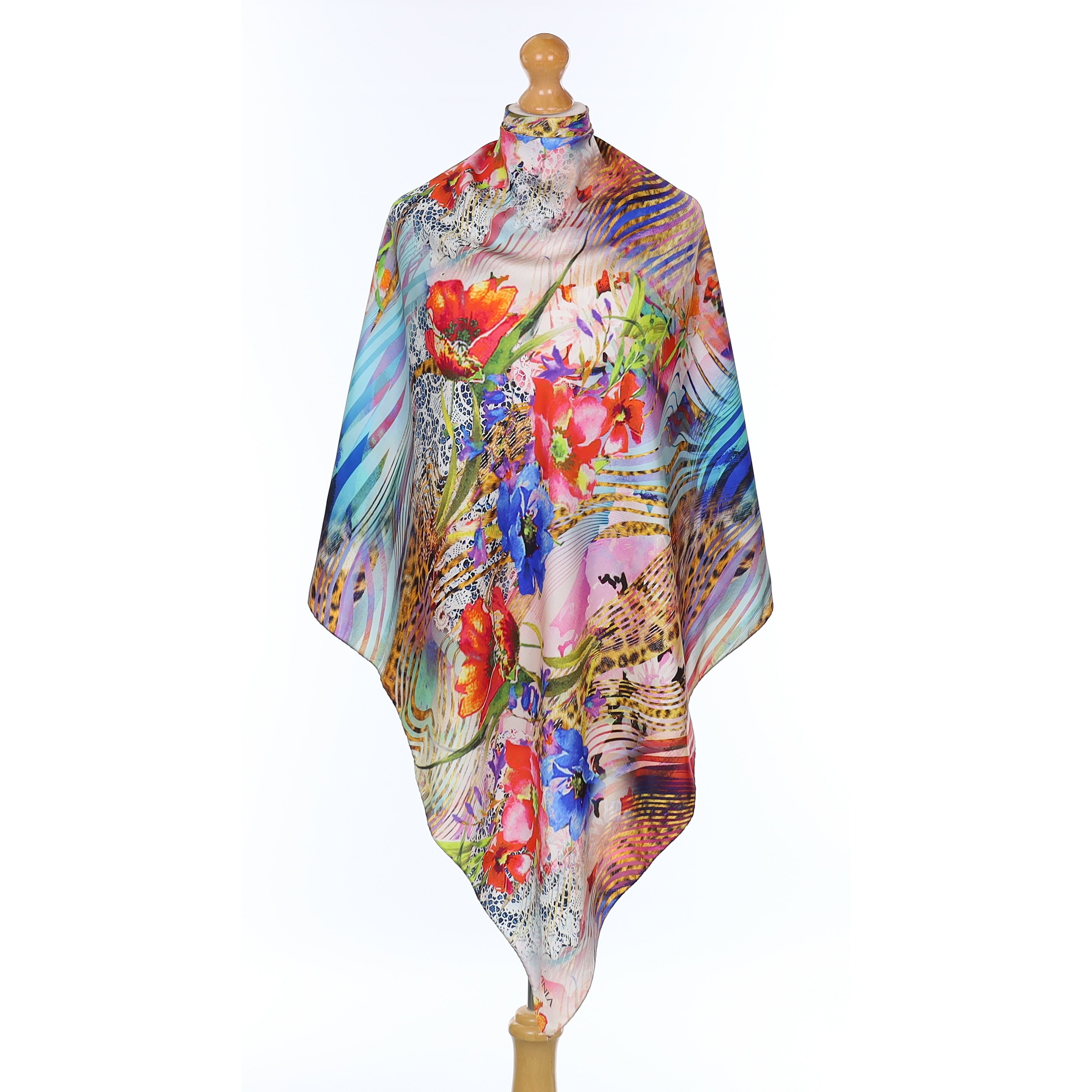 Lavinia Artistic Floral Design Silk Scarf