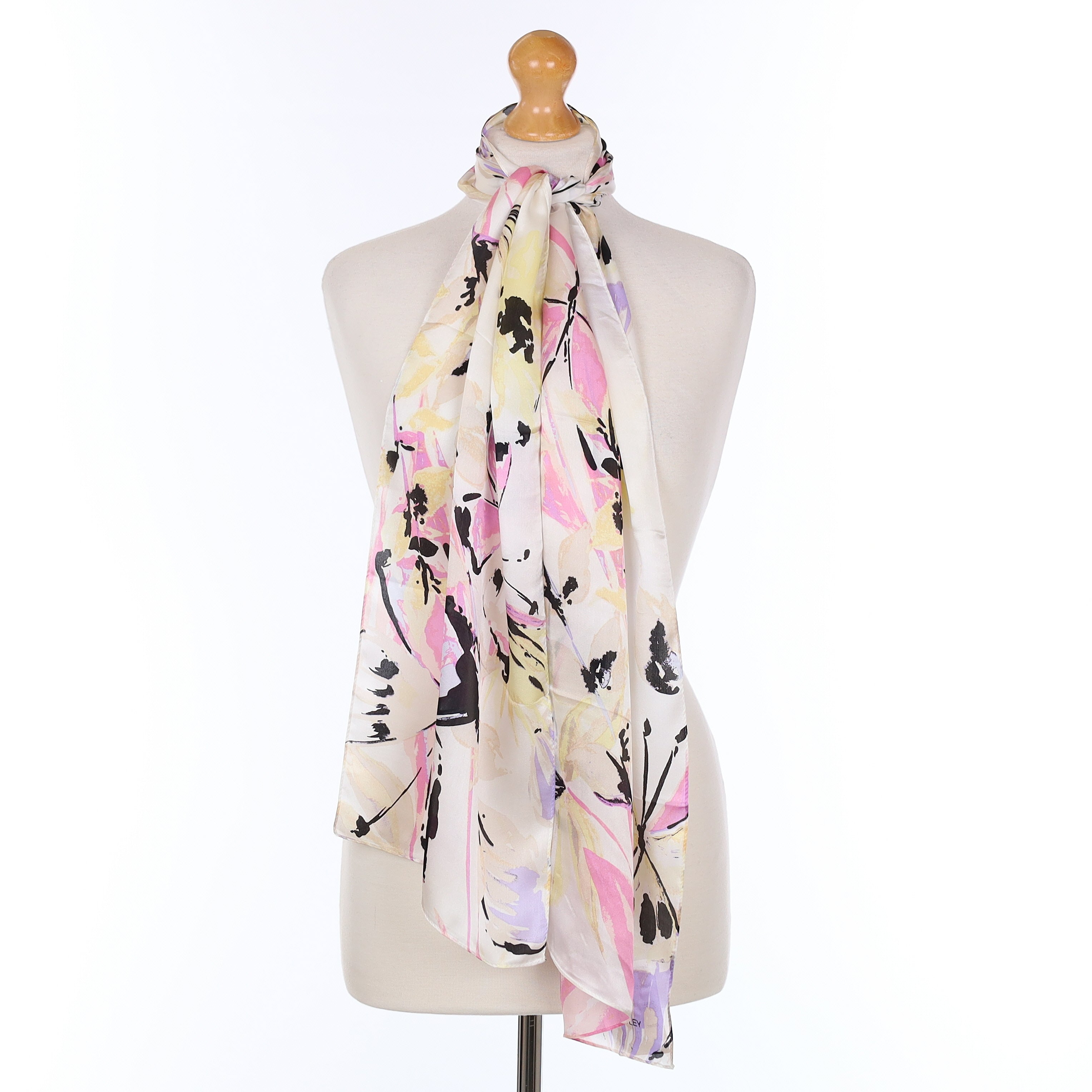 Pristine Pink Butterfly Design Silk Scarf