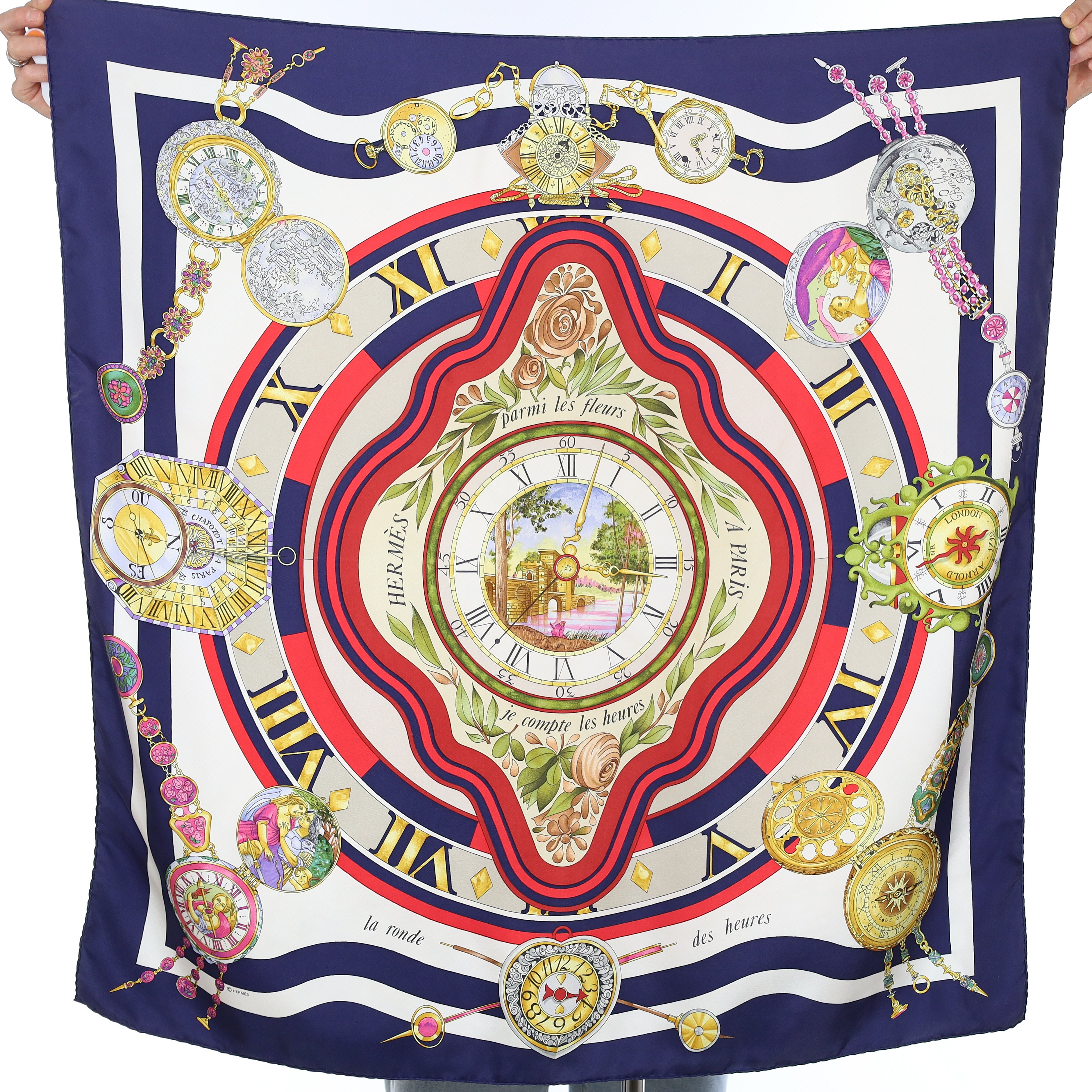 Hermès Parmi Les Fleurs Je Compte les Heures Silk Scarf