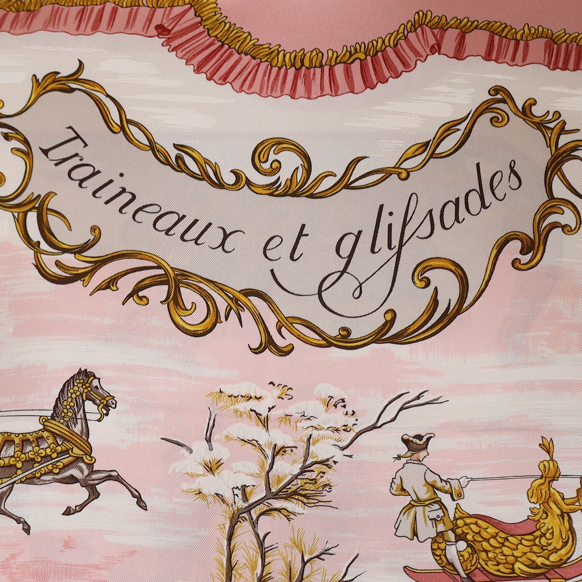 Hermès Traineaux et Glissades Silk Scarf Quite Rare