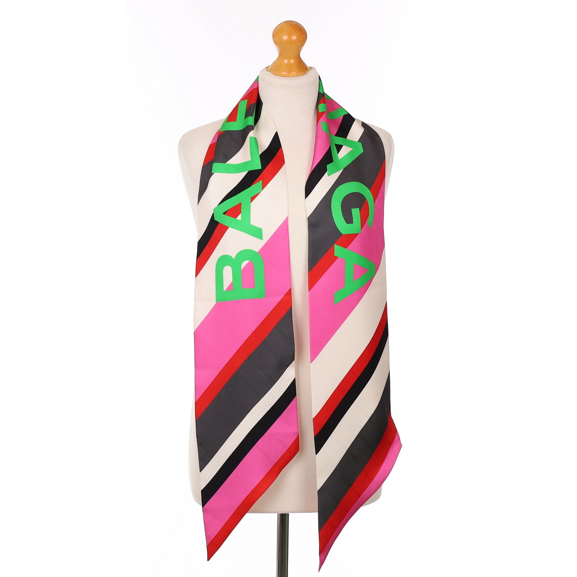 Balenciaga Multicoloured Striped Tie Silk Scarf
