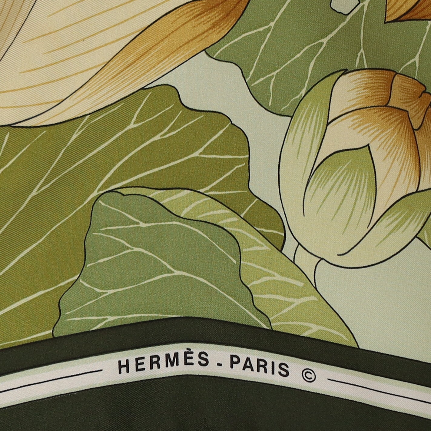 Hermès Fleurs de Lotus Vintage Silk Scarf